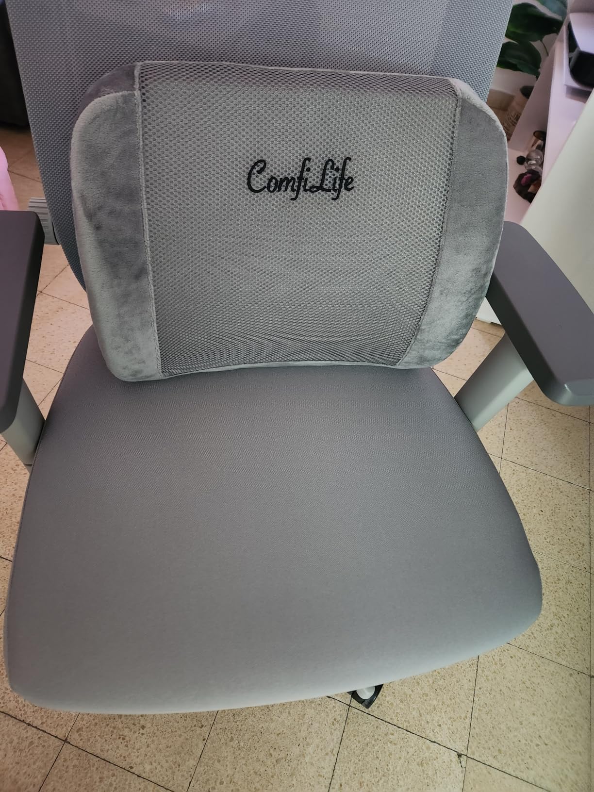 ComfiLife Lumbar Support Back Pillow Office Chair and Car Seat Cushion - Memory Foam with Adjustable Strap and Breathable 3D Mesh (Black) - Customer Photo 1