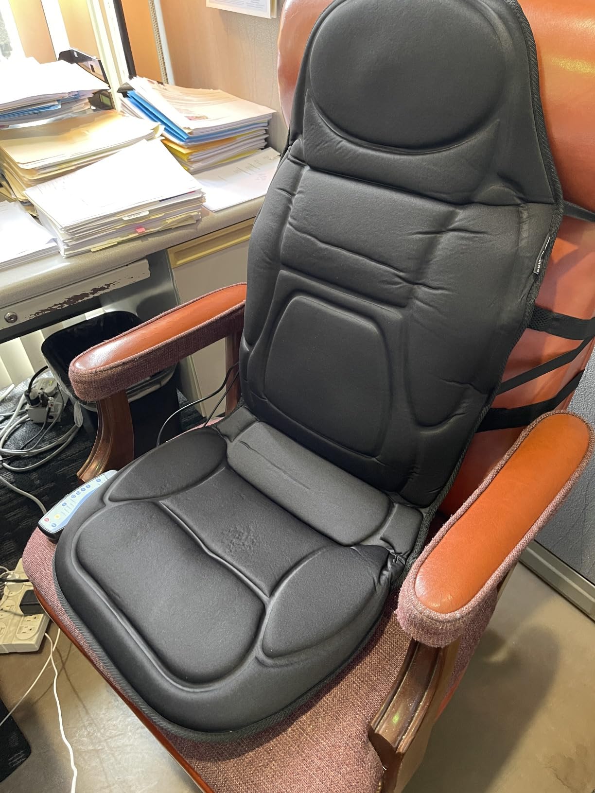 Snailax Massage Seat Cushion - Back Massager with Heat, 6 Vibration Massage Nodes & 2 Heat Levels, Massage Chair Pad for Home Office Chair，Black - Customer Photo 1