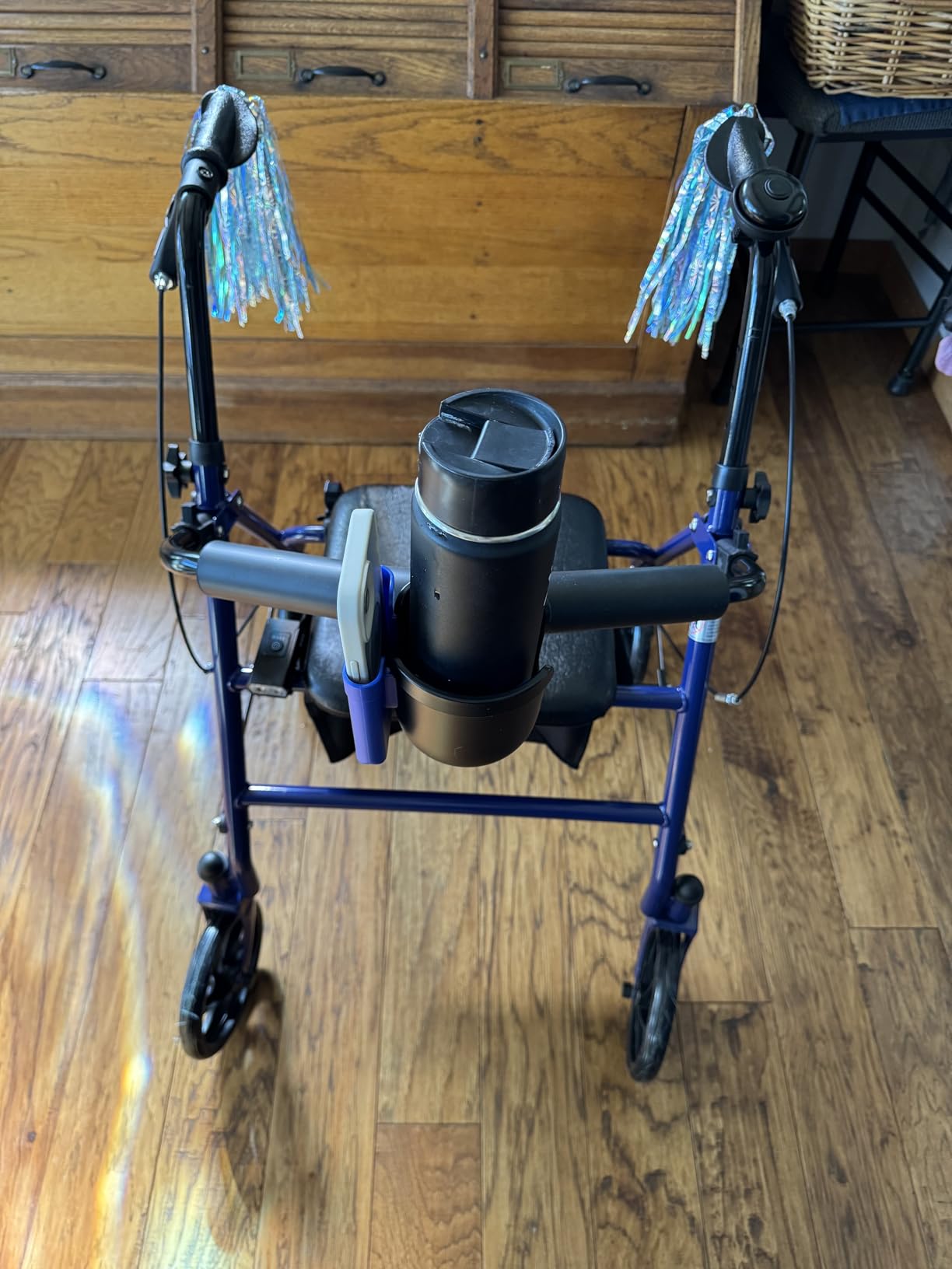 Accmor 2-in-1 Walker Cup Holder with Phone Holder, Wheelchair Cup Holder, Rollator Cup Holder, Cup Phone Holder for Walker, Wheelchair, Rollator, Mobility Scooter, Black - Customer Photo 1