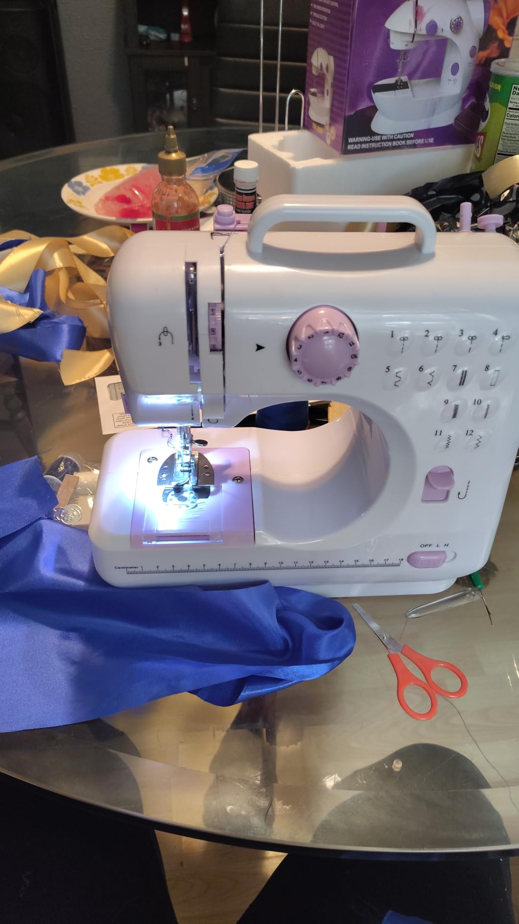 Sewing Machine Portable mini Electric Sewing Machine for beginners 12 Built-in Stitches 2 Speed with Foot Pedal，Light, Storage Drawer. - Customer Photo 3