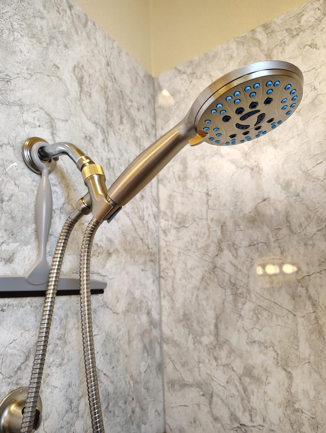 Hotel Spa AquaCare High Pressure 8-mode Handheld Shower Head - Anti-clog Nozzles, Built-in Power Wash to Clean Tub, Tile & Pets, Extra Long 6 ft. Stainless Steel Hose, Wall & Overhead Brackets Customer Review Hotel Spa AquaCare High Pressure 8-mode Handheld Shower Head - Anti-clog Nozzles, Built-in Power Wash to Clean Tub, Tile & Pets, Extra Long 6 ft. Stainless Steel Hose, Wall & Overhead Brackets - Customer Photo 2