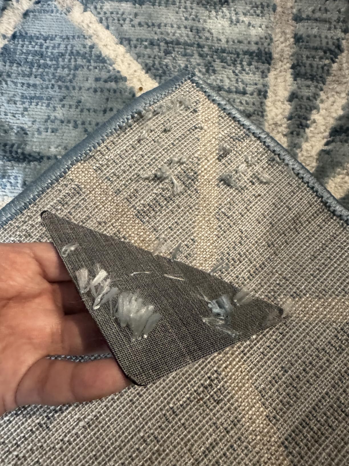 Rabenda 12 Pcs Rug Tape, Non Slip Rug Pads Grippers for Hardwood Floors and Tiles, Reusable Carpet Tape for Area Rugs, Double-Sided Adhesive Rug Stickers Keep Corners Flat (Black) Customer Review Rabenda 12 Pcs Rug Tape, Non Slip Rug Pads Grippers for Hardwood Floors and Tiles, Reusable Carpet Tape for Area Rugs, Double-Sided Adhesive Rug Stickers Keep Corners Flat (Black) - Customer Photo 1