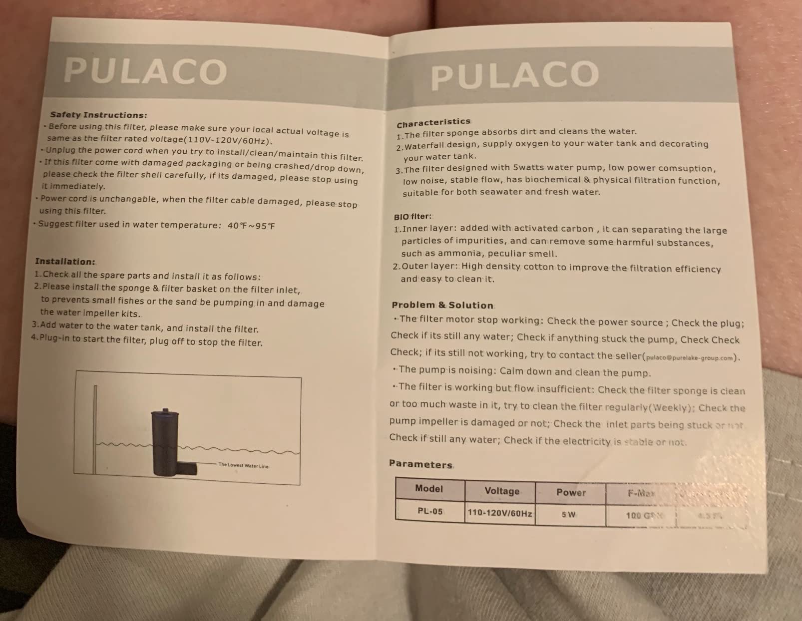 PULACO Aquarium Internal Filter 3 to 20 Gallons, for Turtle Tanks, Reptiles, Amphibians, Frog, Cichlids, Newt or Fish Tank - Customer Photo 1