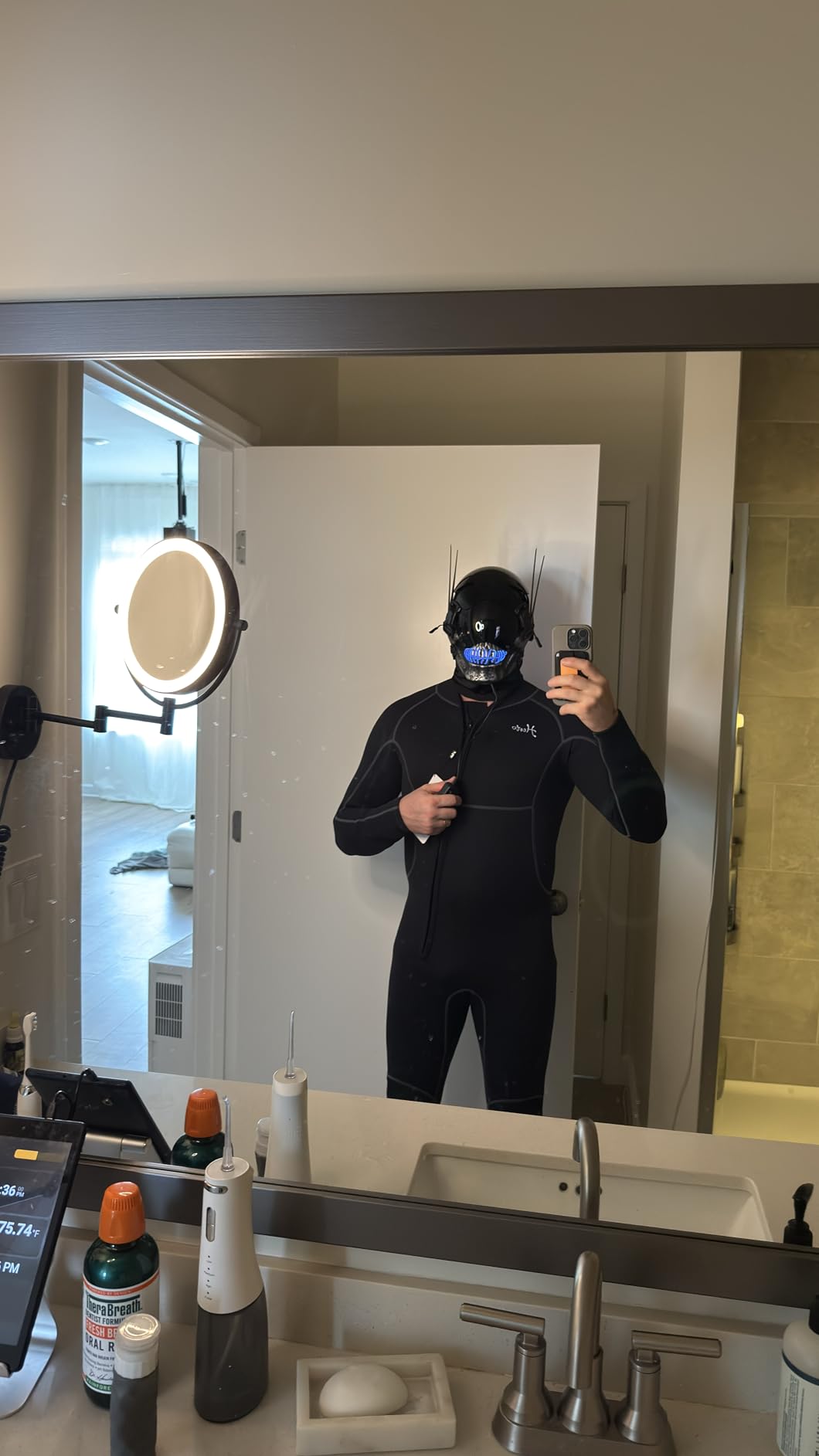 Hevto Men Wetsuits 3/2mm Neoprene Wet Suit Back Front Zip in Cold Water for Surfing Swimming Diving - Customer Photo 1