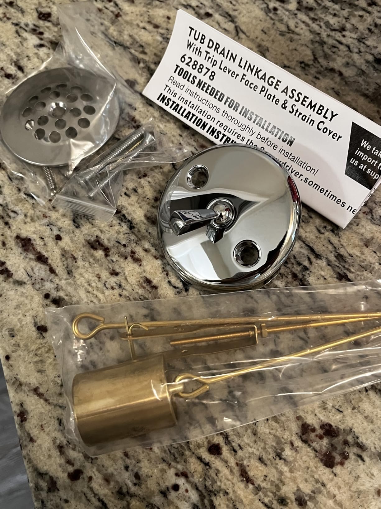 Tub Drain Linkage Assembly with Trip Lever and Strainer Done Cove, Fit for Trip Lever Bath Tub Waste and Overflow Drain by Artiwell Customer Review Tub Drain Linkage Assembly with Trip Lever and Strainer Done Cove, Fit for Trip Lever Bath Tub Waste and Overflow Drain by Artiwell - Customer Photo 1