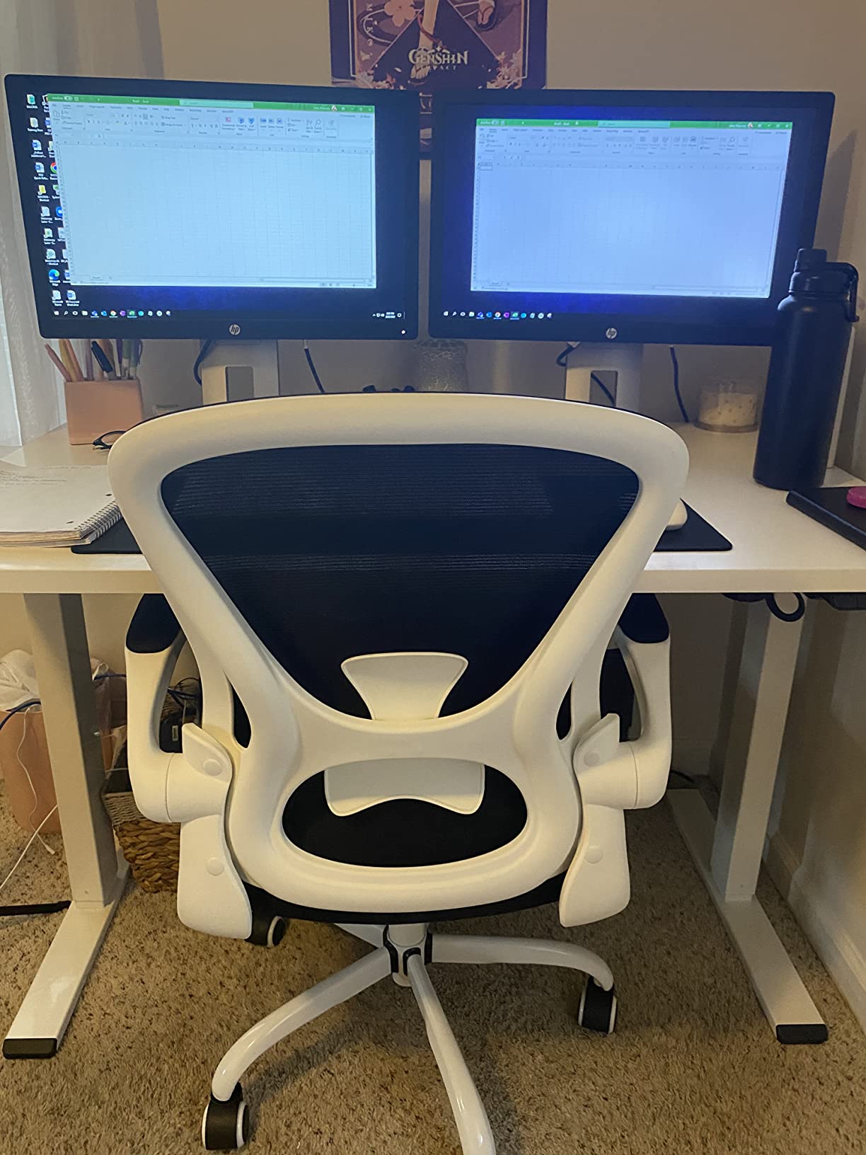 Sytas Ergonomic Desk Chair with Padded Flip up Arms and Supportive Lumbar Support, Breathable Mesh Home Office Chair with Comfortable Cushion for Home or Office(Black) - Customer Photo 2