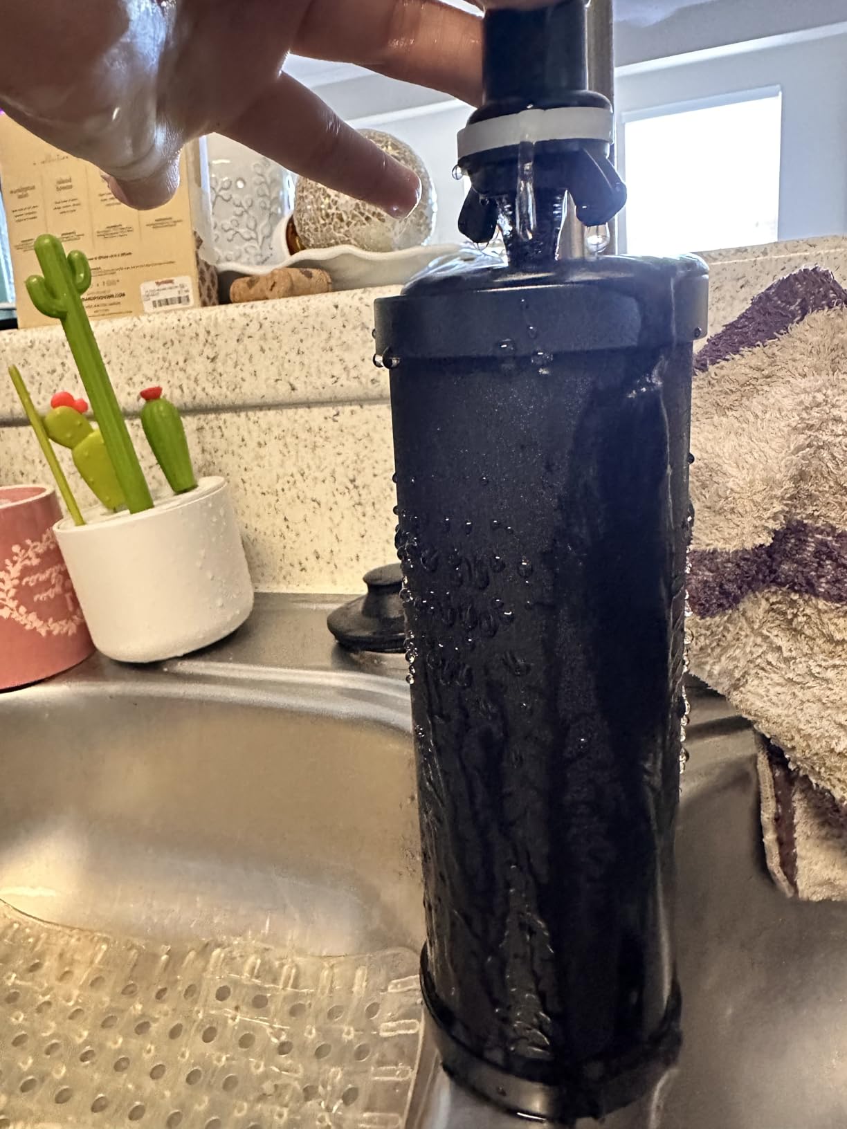 Purewell 3-Stage 0.01μm Ultra-Filtration Gravity Water Filter System, NSF/ANSI 42&372 Certification, 304 Stainless Steel Countertop System with 2 Filters and Stand, Reduce 99% Chlorine, 2.25G, PW-OB - Customer Photo 1