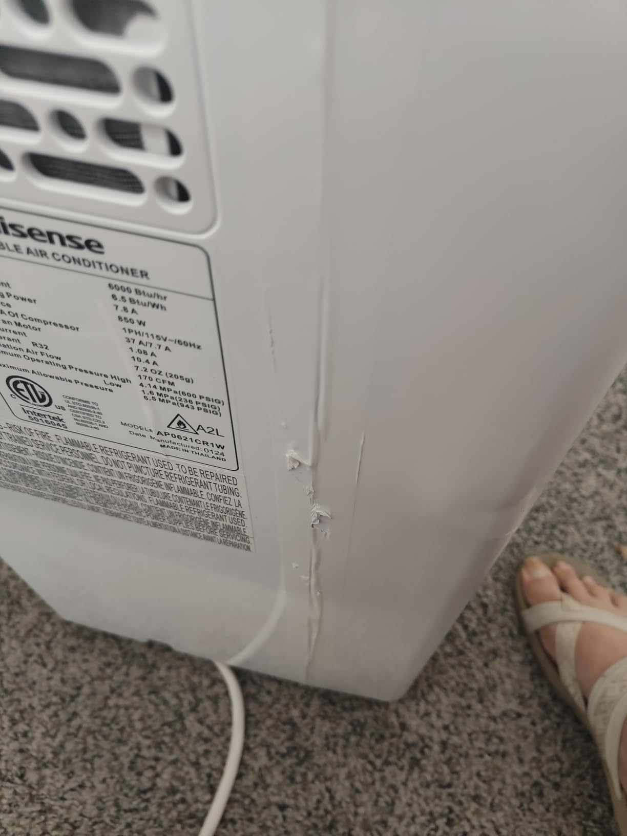 Hisense Portable Air Conditioner 6,000 BTU Cooling Dehumidifier Fan for Smaller Room up to 250 sq ft, Remote Control, White (Renewed) - Customer Photo 2