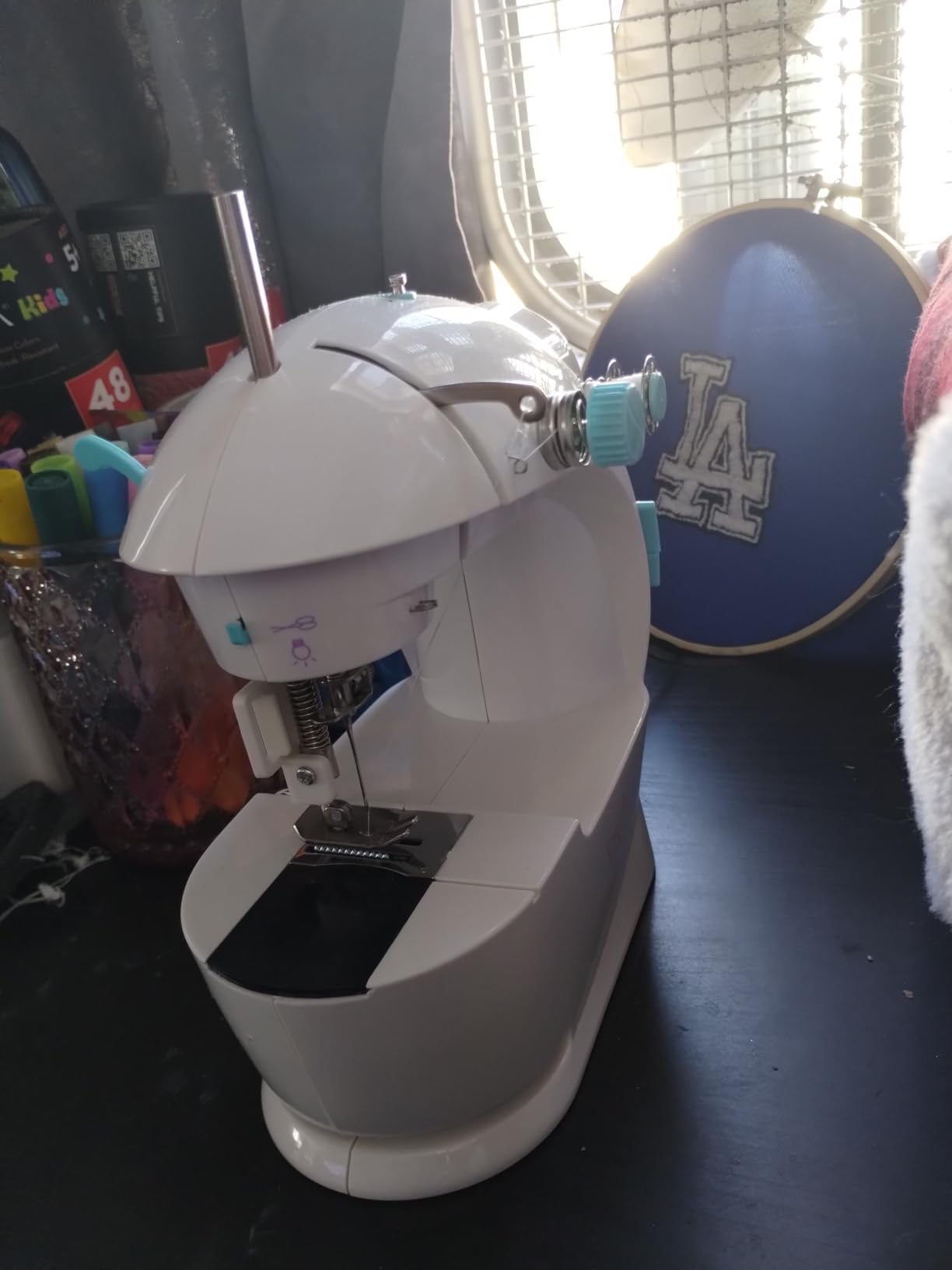 Mini Sewing Machine for Beginners, 122-Piece Portable Sewing Machine, Dual Speed Small Sewing Machine, Adults and Kids Sewing Machine, Travel Beginner Sewing Machines with Sewing Kit and Book, Blue - Customer Photo 1