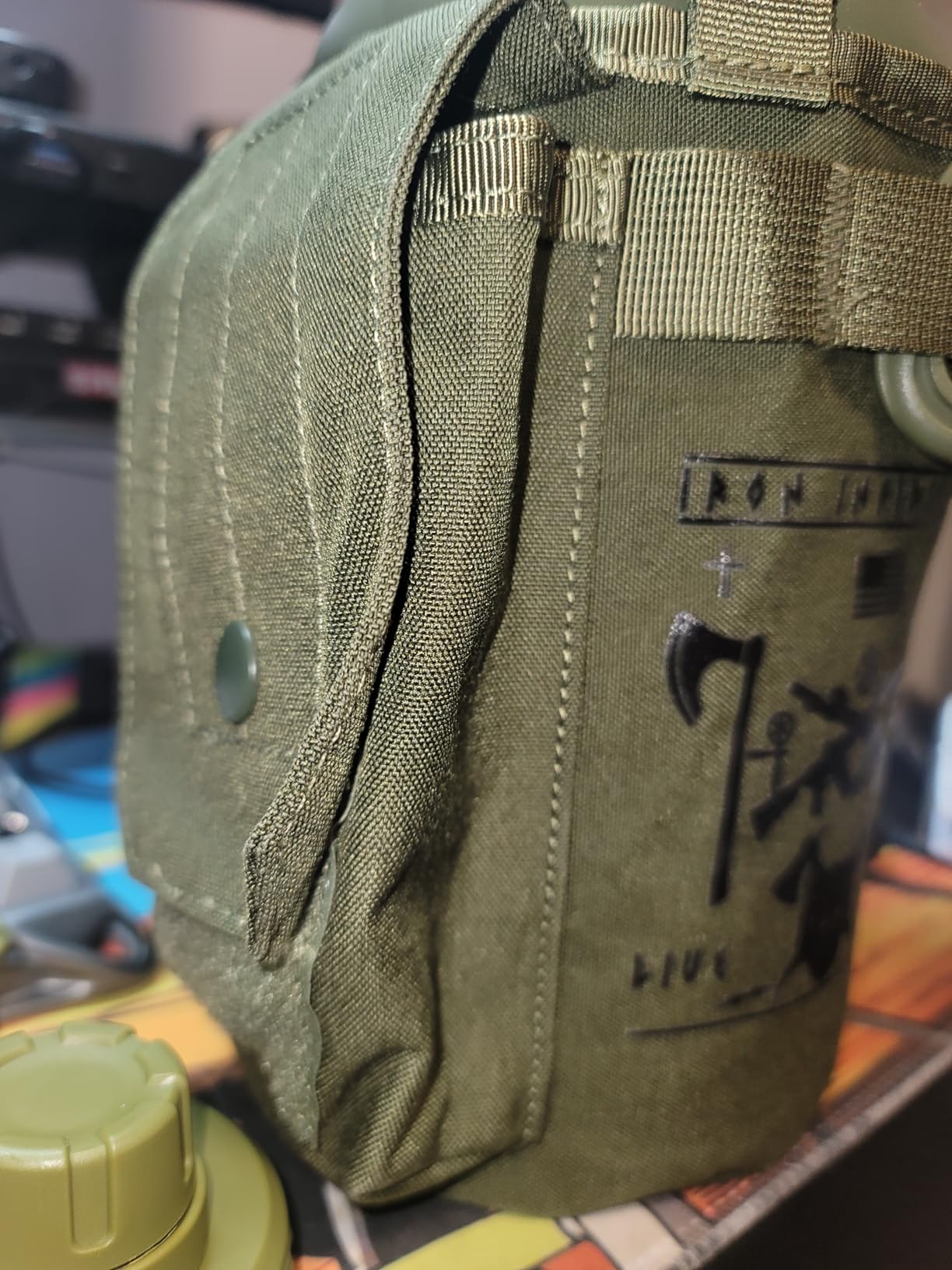 Iron Infidel Battle Bottle - Half Gallon Insulated Water Bottle with Paracord Handle - Large 64 oz Stainless Steel Water Jug & Rugged, Removable Sleeve For Keys, Wallet, Phone (OCP Camo 2 Liter) - Customer Photo 2