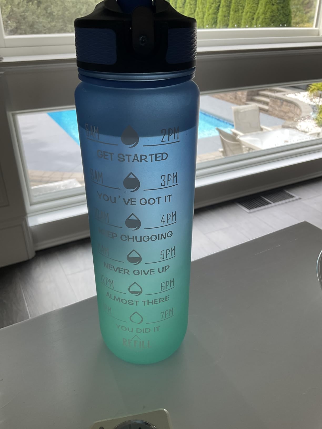 Hyeta 32 oz Water Bottles with Times to Drink and Straw, Motivational Water Bottle with Time Marker, Leakproof, Drinking Sports Water Bottle for Fitness, Gym and Outdoor - Customer Photo 3
