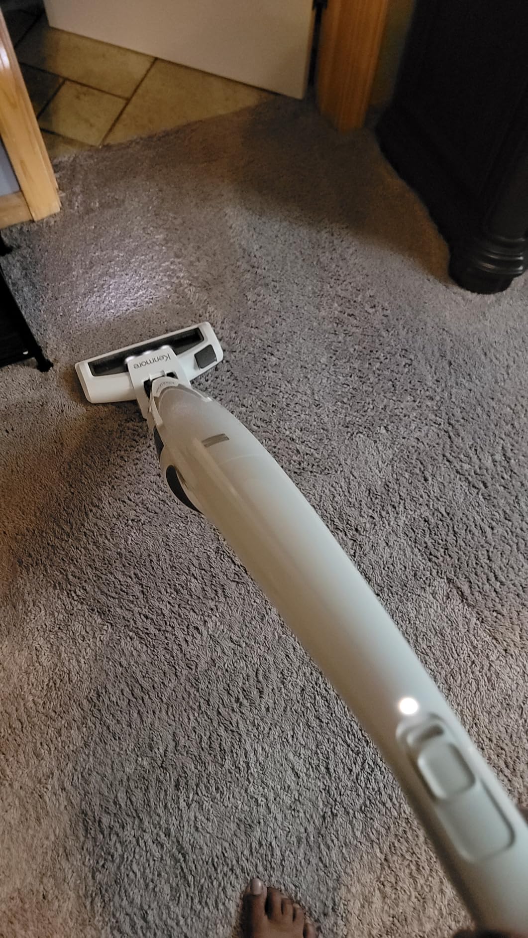 Kenmore DS1030 Cordless Stick Vacuum Lightweight Cleaner 2-Speed Power Suction LED Headlight 2-in-1 Handheld for Hardwood Floor, Carpet & Pet Hair, White - Customer Photo 1