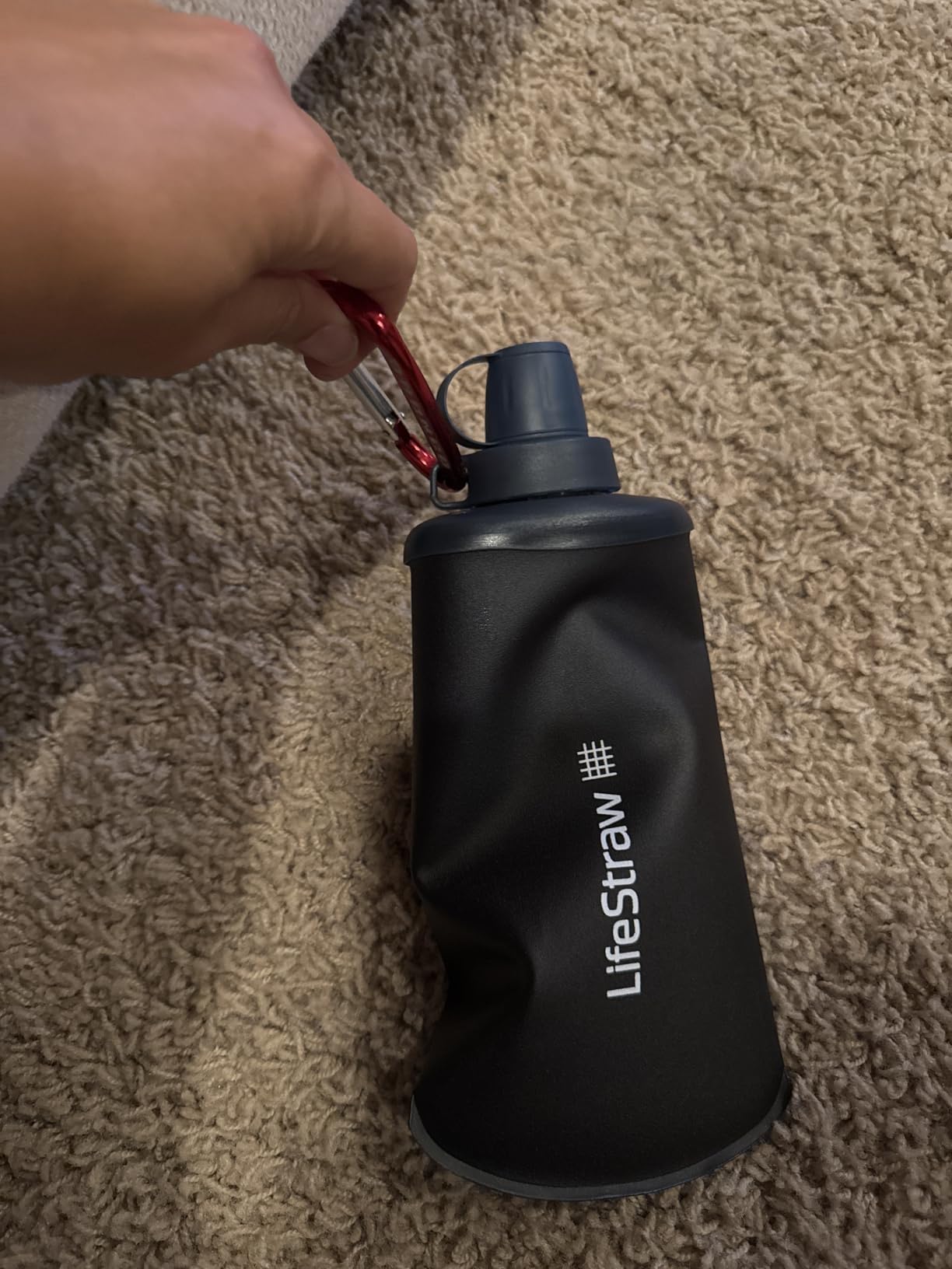 LifeStraw Peak Series - Collapsible Squeeze Bottle Water Filter System – 650ml for Trail Running, Through Hiking, Travel, Cycling, and Fishing, Dark Mountain Gray - Customer Photo 1
