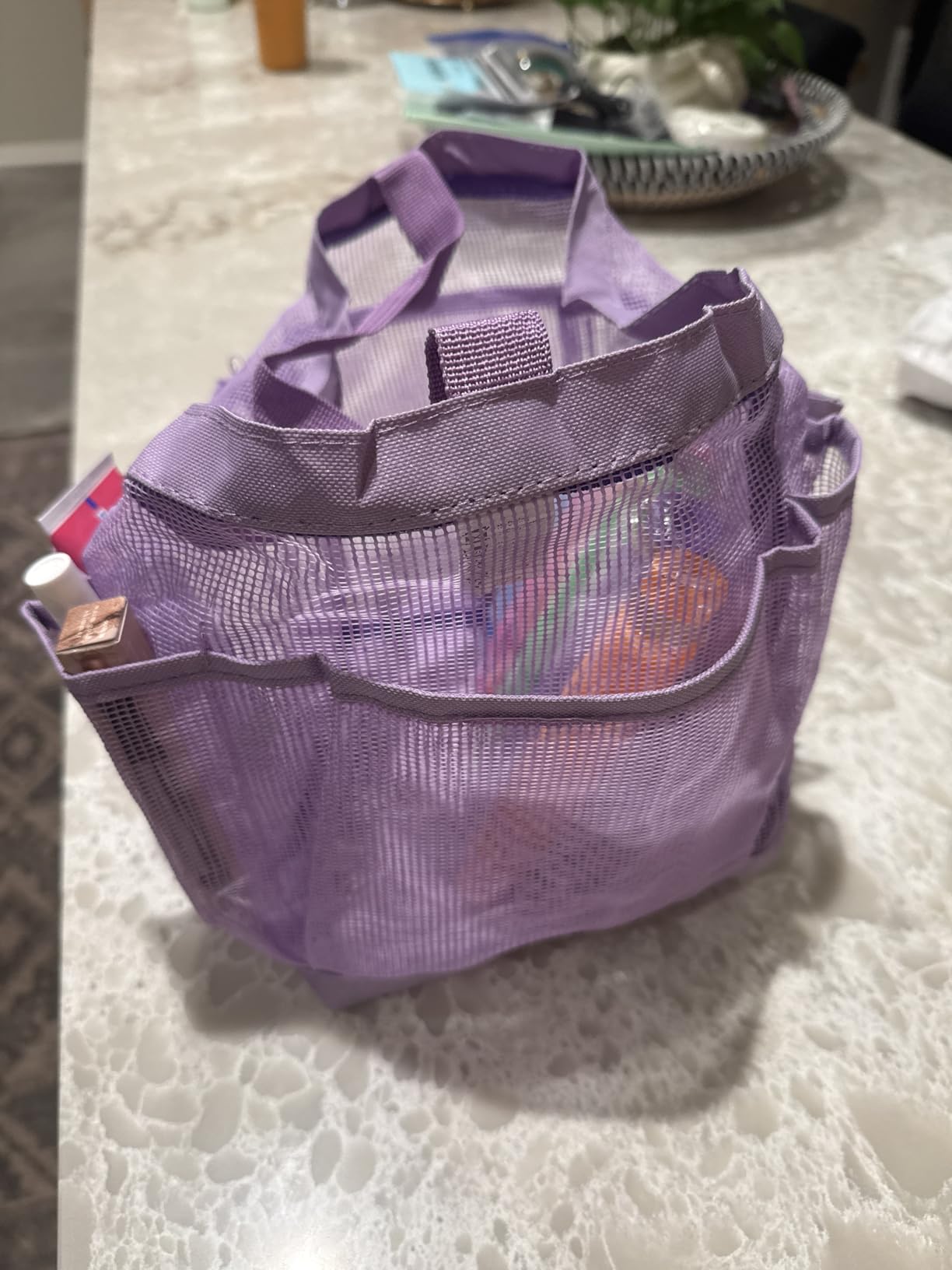 Mesh Shower Caddy Portable for College Dorm Room Essentials, 8-Pocket Large Capacity Shower Bag for Beach, Swimming, Gym - Customer Photo 3
