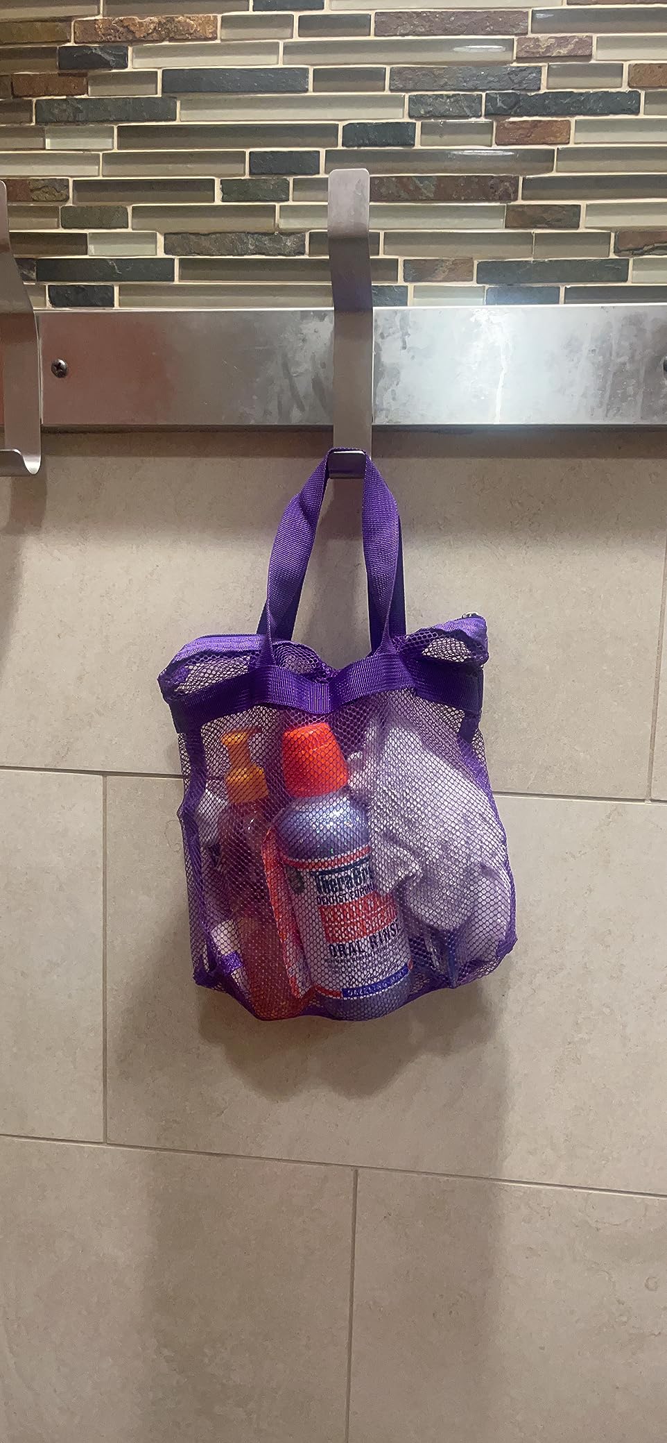 Ayieyill Shower Caddy Portable, Mesh Shower Caddy Tote Bag Quick Dry Hanging Toiletry and Bath Organizer for College Dorm, Gym, Beach, Travel or Camping with Zipper (Black) - Customer Photo 1