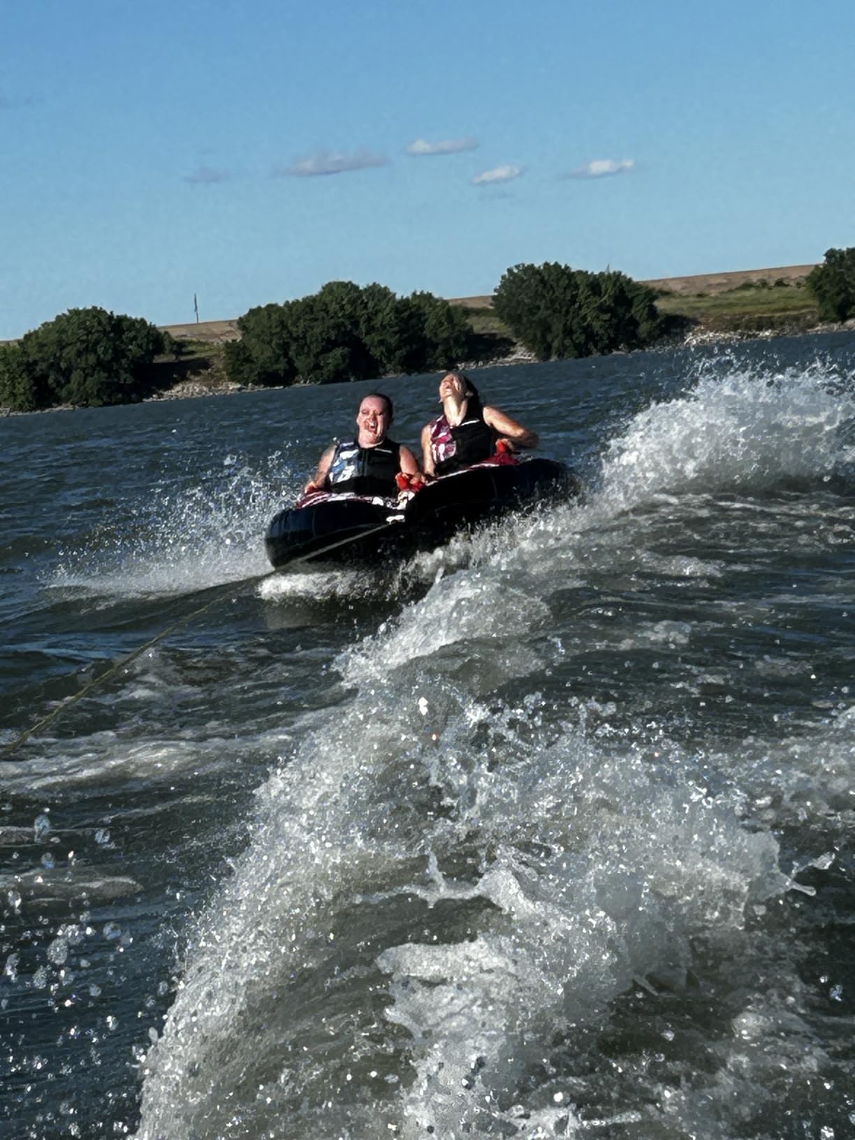 ZOOMBROS Towable Tubes for Boating 2 Person, Water Tubes for Boats to Pull, Safety Inflatable Boat Tubes and Towables, Water Sport Towables with Drainage, Quick Connector, Large Capacity - Customer Photo 5