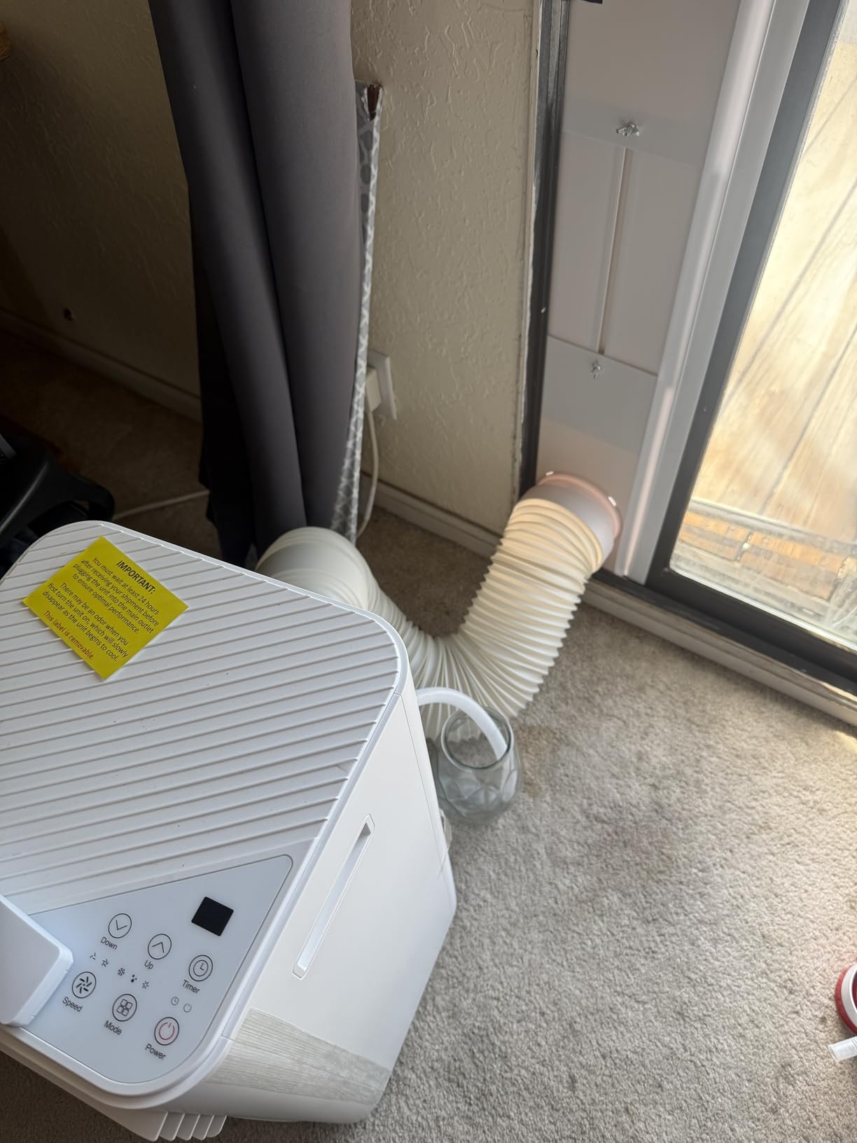 JEACENT Portable Air Conditioner Sliding Door AC Vent Kit, Universal Adjustable PVC Balcony Seal Kit Plates Up to 90 Inches, for 5.1