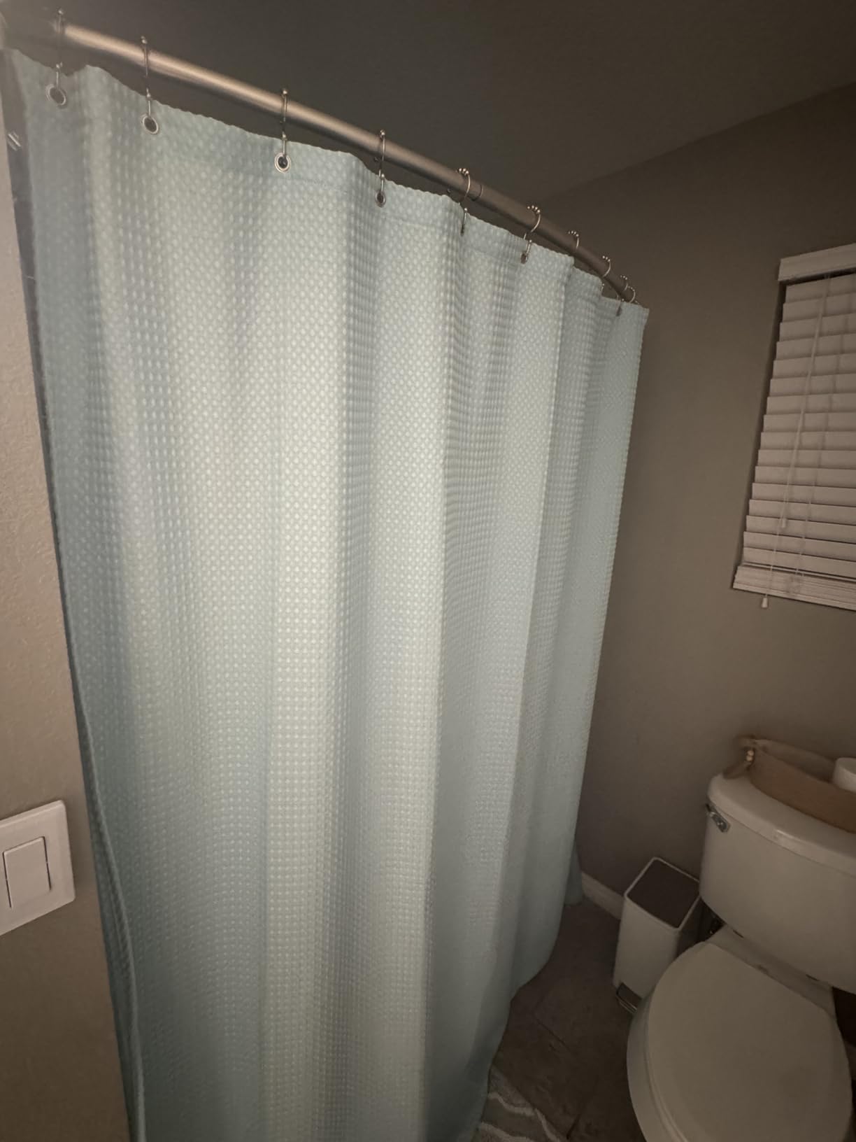 GORILLA GRIP Waffle Shower Curtain, Thick Weighted Fabric, Wrinkle and Rust Resistant, Classic Hotel Quality Design, Heavy Duty Long Curtains for Bathroom Showers, Bath Tubs, Machine Wash, 72x72 White Customer Review GORILLA GRIP Waffle Shower Curtain, Thick Weighted Fabric, Wrinkle and Rust Resistant, Classic Hotel Quality Design, Heavy Duty Long Curtains for Bathroom Showers, Bath Tubs, Machine Wash, 72x72 White - Customer Photo 1