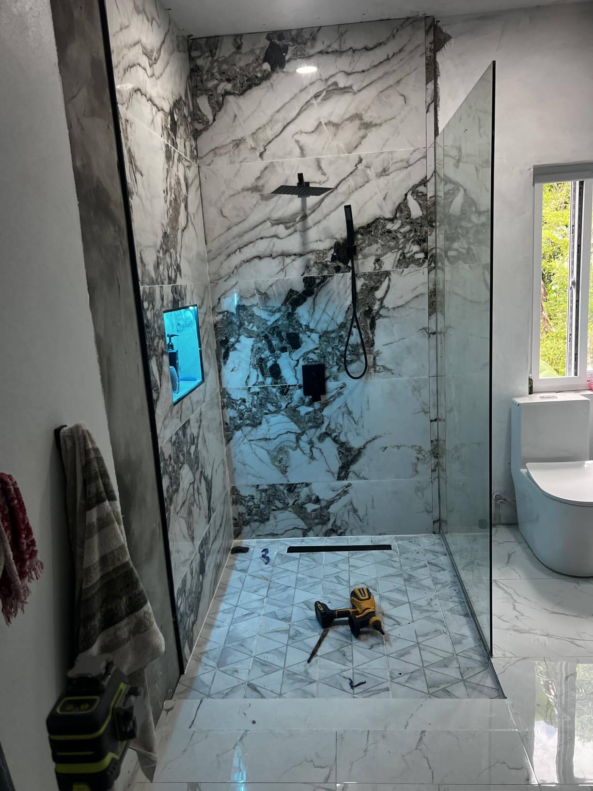 Gold Shower System, Shower Faucet Set with 10-Inch Rain Showerhead and Handheld Spray, Wall Mounted High-Pressure Showerhead Combo Set Included Valve and Trim, Brushed Gold - Customer Photo 1