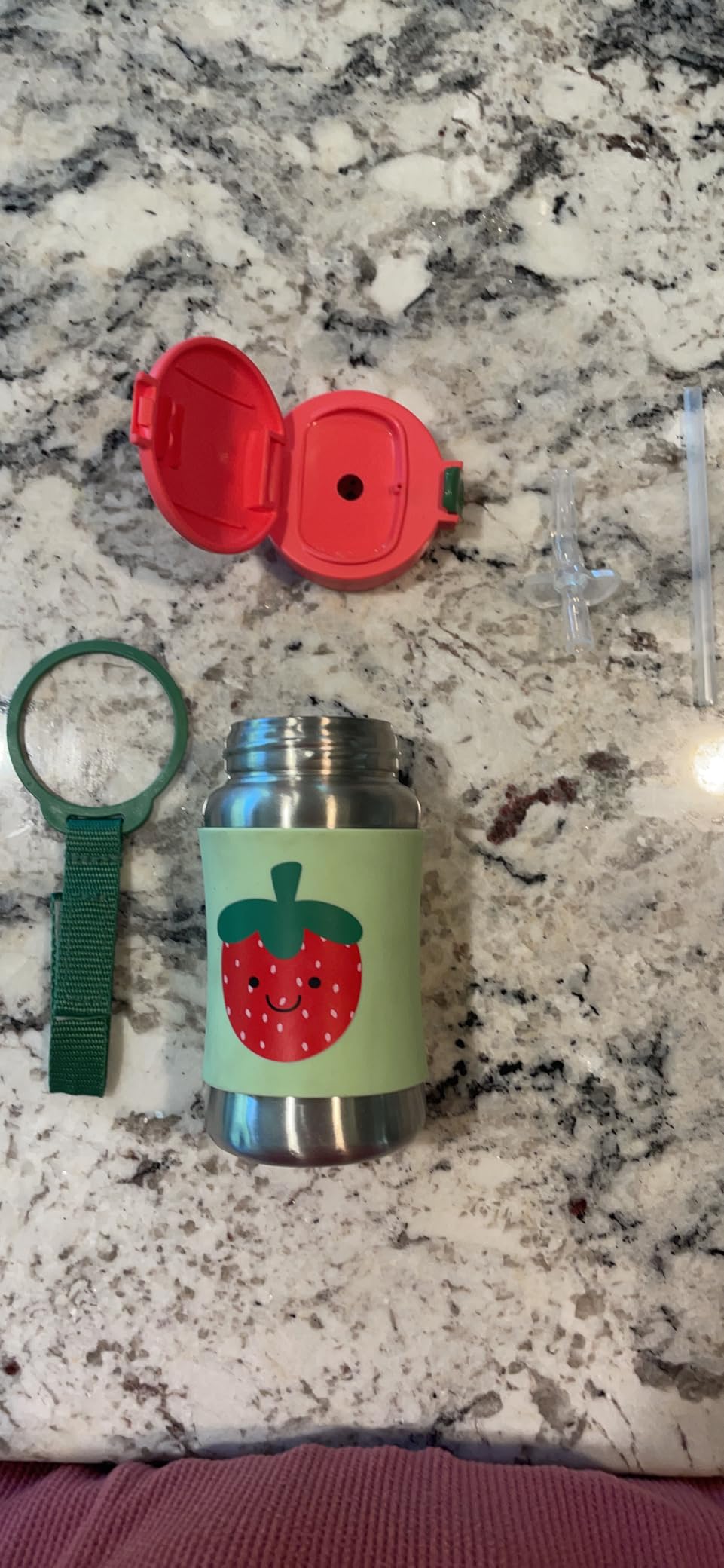 Skip Hop Toddler Sippy Cup with Straw, Sparks Stainless Steel Straw Bottle, Strawberry - Customer Photo 1