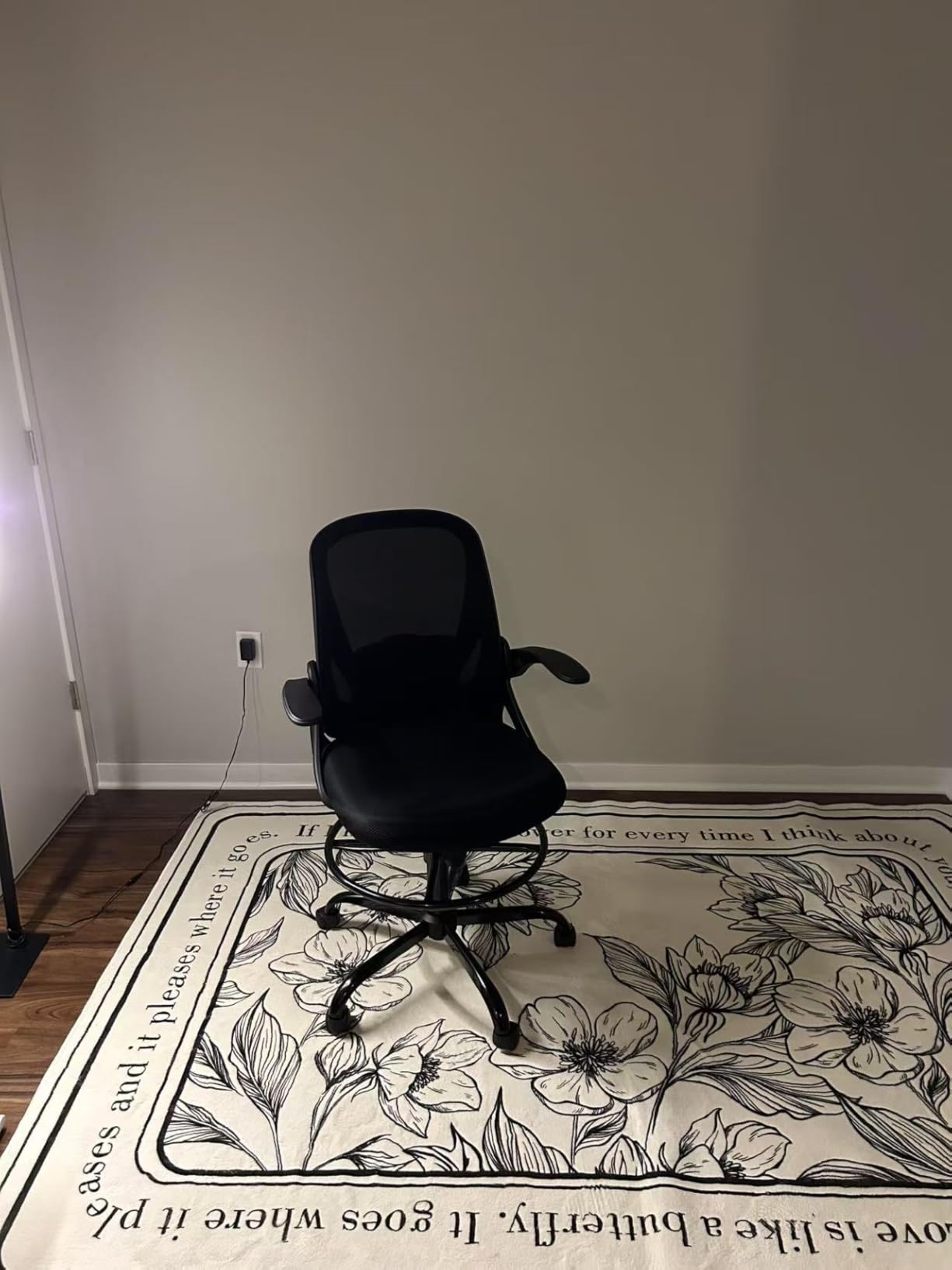 Primy Drafting Chair Tall Office Chair with Flip-up Armrests Executive Ergonomic Computer Standing Desk Chair with Lumbar Support and Adjustable Footrest Ring (Black) - Customer Photo 2