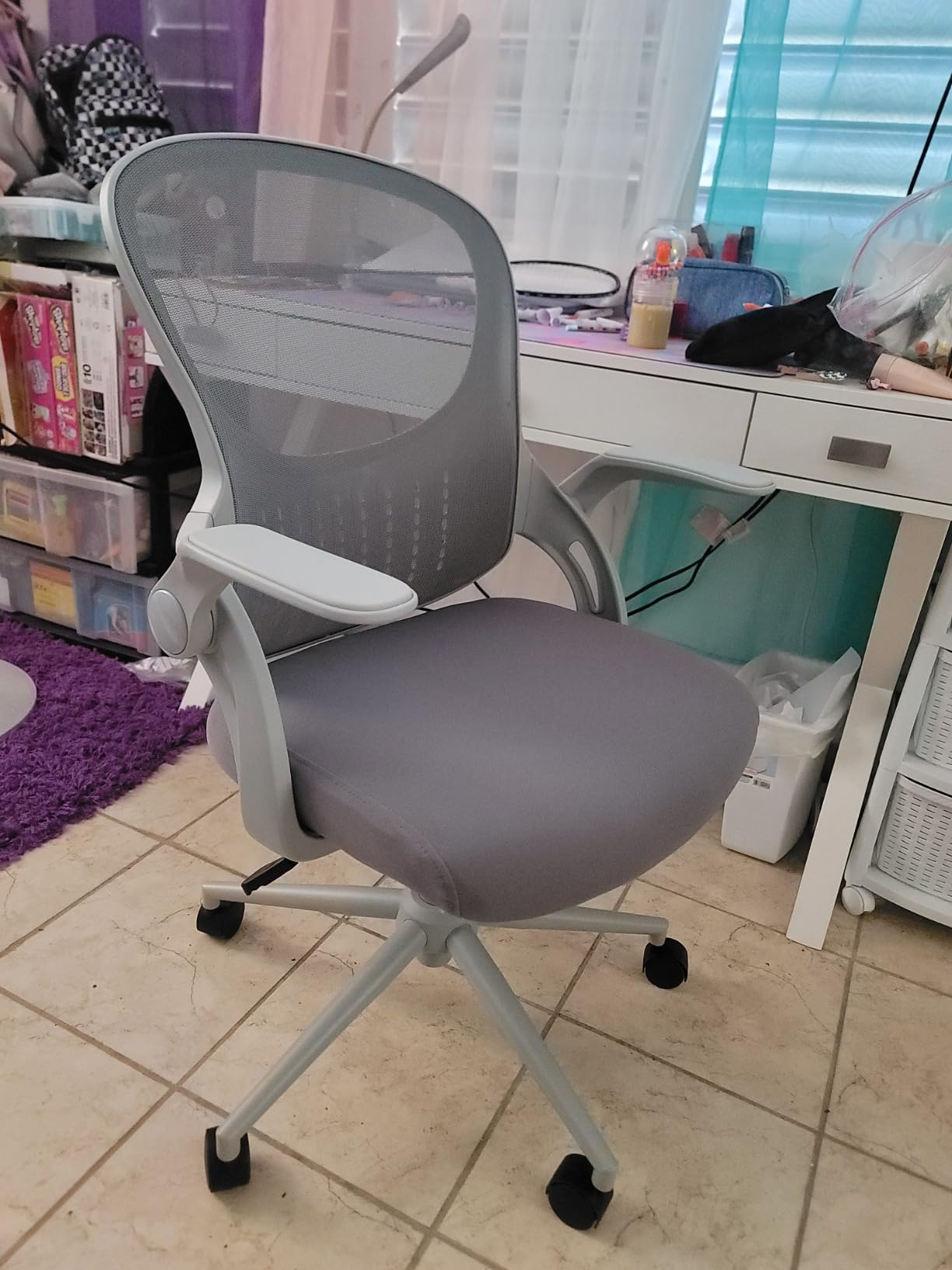 JHK Home Office Desk Chair – Ergonomic Office Chair with Lumbar Support and Flip-up Armrest, Height Adjustable Mesh Computer Chair, Swivel Task Chair, Conference Room, Black - Customer Photo 1