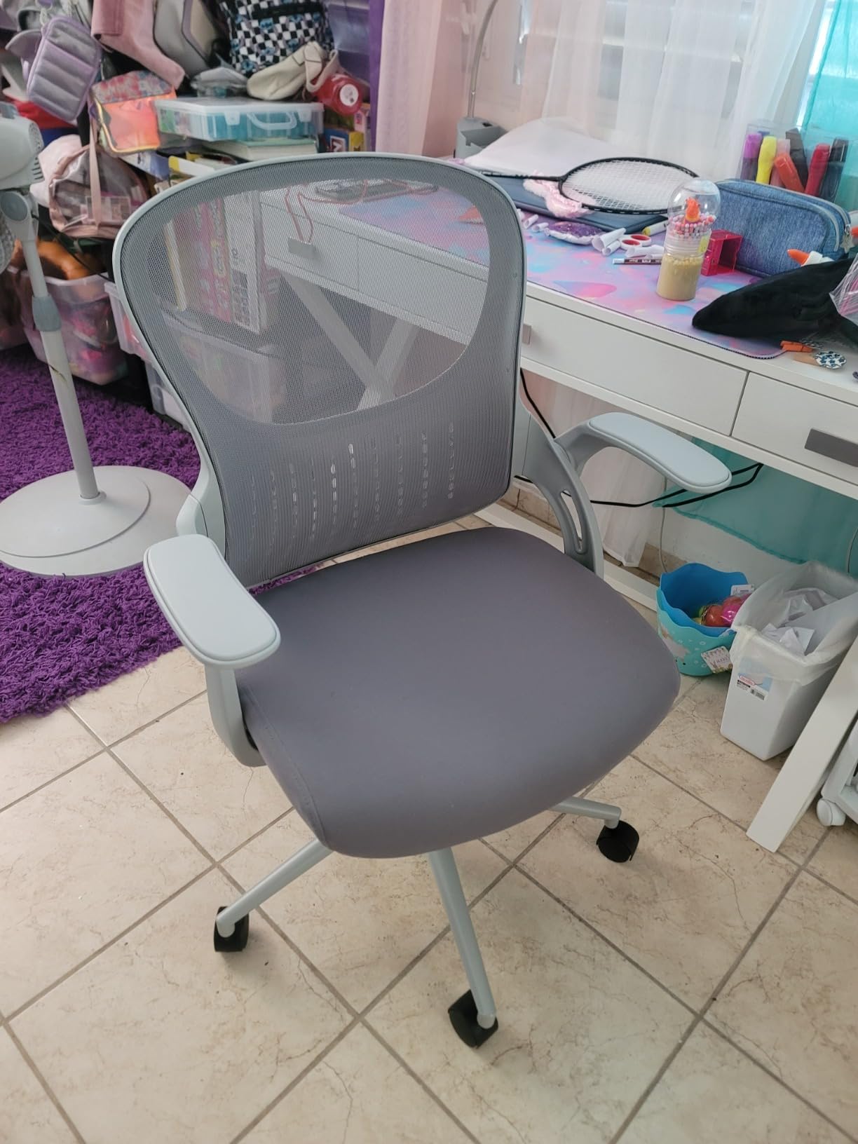 JHK Home Office Desk Chair – Ergonomic Office Chair with Lumbar Support and Flip-up Armrest, Height Adjustable Mesh Computer Chair, Swivel Task Chair, Conference Room, Black - Customer Photo 2