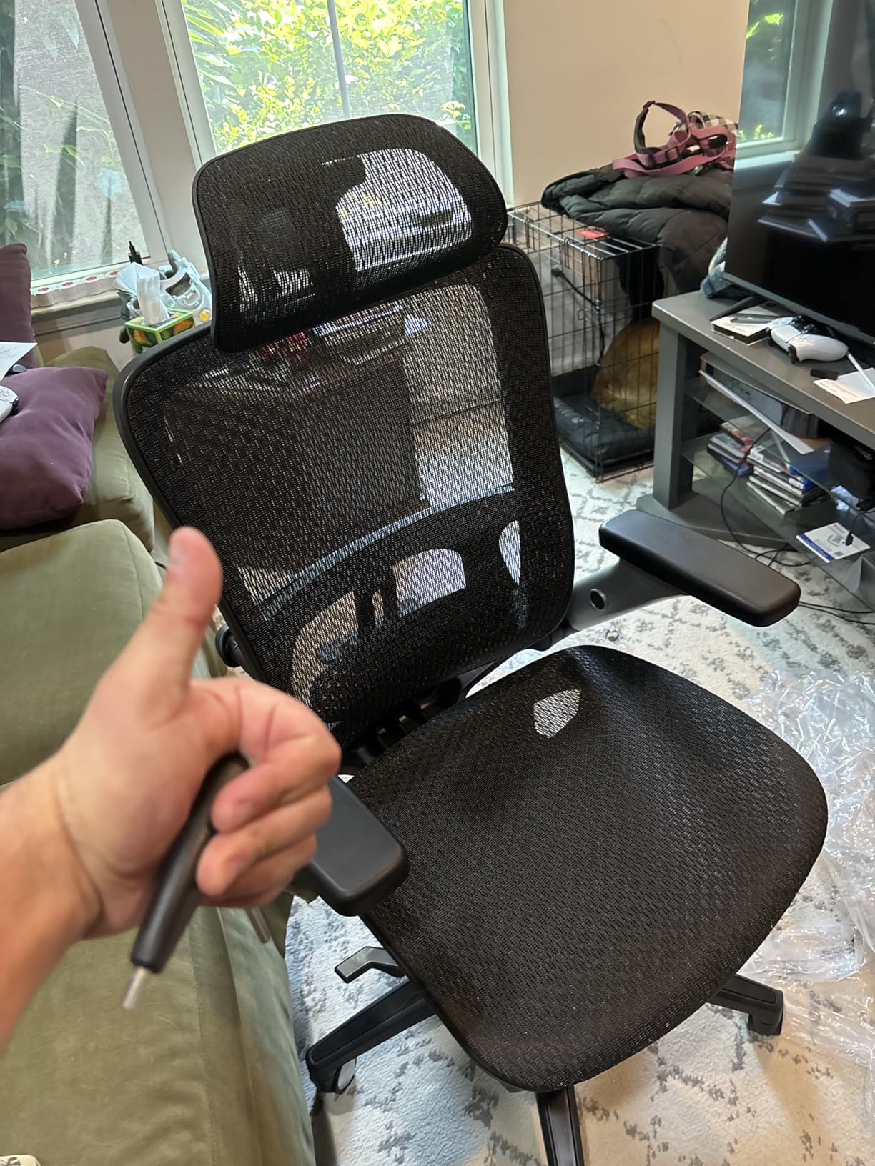 COLAMY Ergonomic Mesh Office Chair with Footrest, High Back Computer Executive Desk Chair with Headrest and 4D Flip-up Armrests, Adjustable Tilt Lock and Lumbar Support-Black - Customer Photo 3