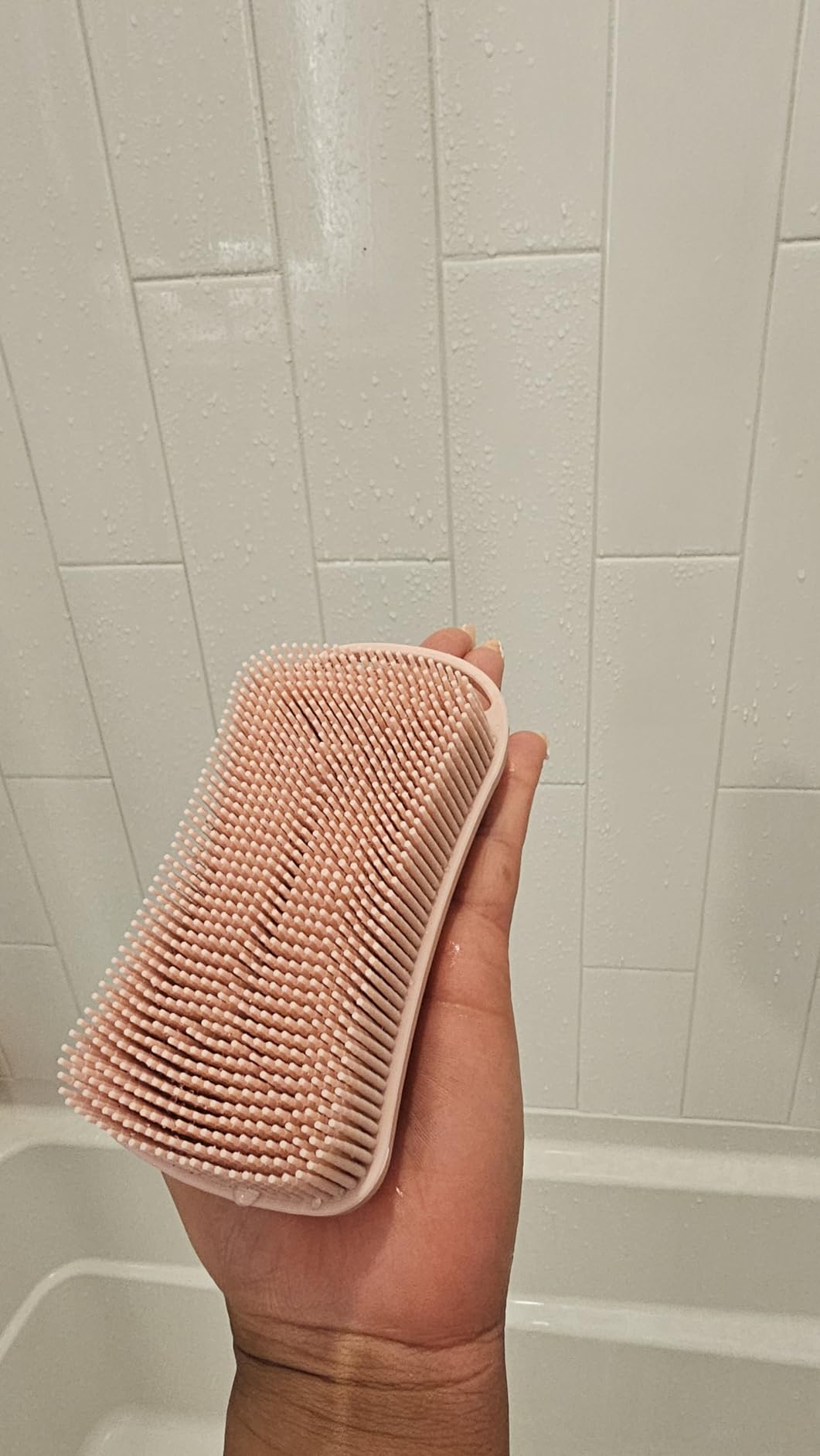2 PC Silicone Body Scrubber, 2 in 1 Exfoliating Shower Bath Scrubber, Soft Silicone Loofah for Sensitive Skin, Shower Hair Scalp Massager, Easy to Clean, Lather Well (Grey&Black) - Customer Photo 1