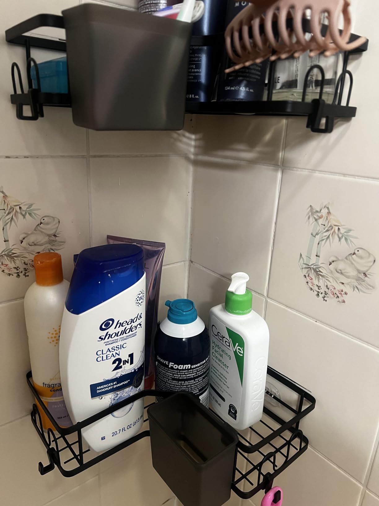 Corner Shower Caddy, 2 Pack Adhesive Shower Corner Organizer Shelves, No Drilling Stainless Steel Shower Storage Rack with Hooks&Toothpaste Holder for Bathroom, Dorm and Kitchen - Customer Photo 1