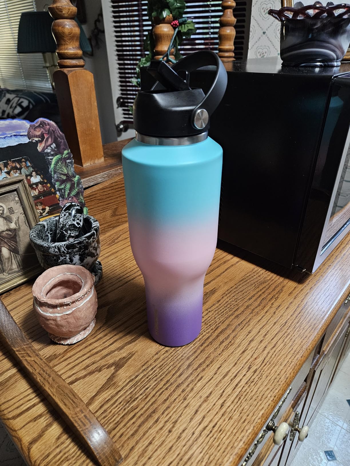 HYDROWION 32oz Stainless Steel Water Bottle(Cold for 48 Hrs, Hot for 24 Hrs),Double Wall Vacuum Insulated Water Bottle with Straw Lid, Spout Lid and Flex Cap, Fit in Any Car Cup Holder,Black - Customer Photo 1