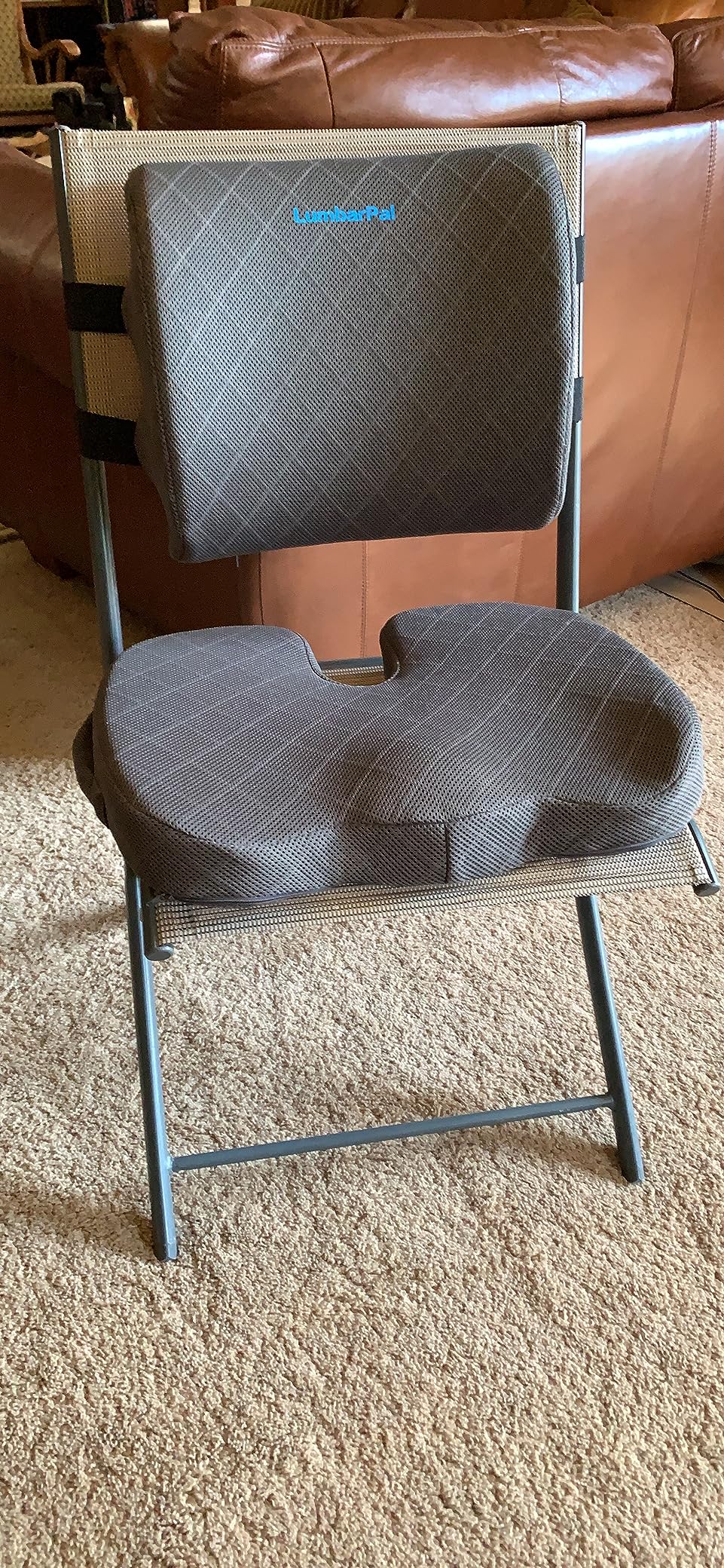 Lumbar Support Pillow for Office Chair Back Support Lumbar Pillow for Car, Gaming, Office Chair - Improve Sitting Posture & Back Pain Relief, Memory Foam, Adjustable Straps, Grey - Customer Photo 2