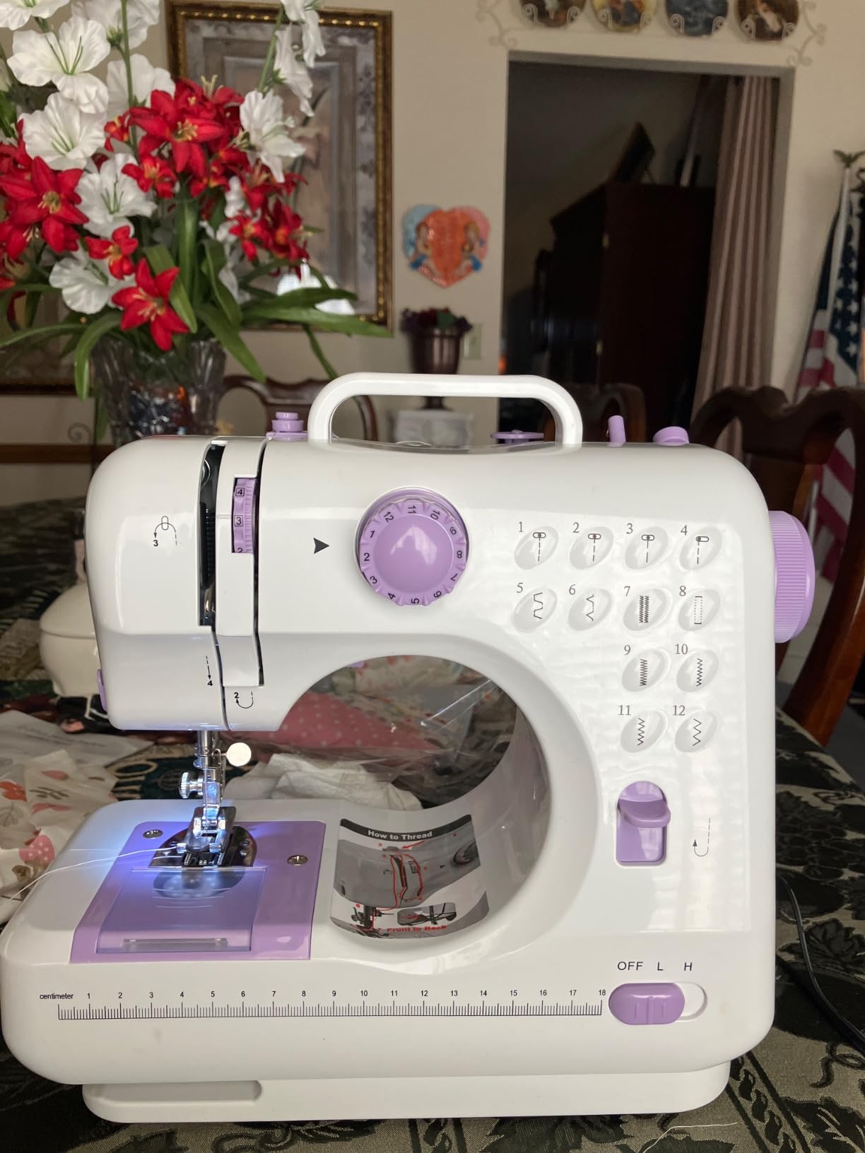 Sewing Machine for Beginners & Kids, Mini Portable Sewing Machines with 12 Built-in Stitch Patterns, 2-Speed Foot Pedal, Perfect for Teaching Daughter Granddaughter to Sew(27 Pieces Sewing Kit & Case) - Customer Photo 2