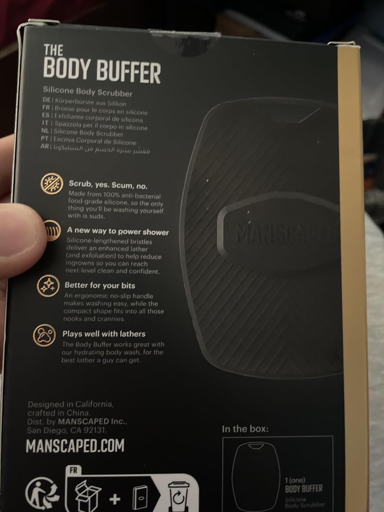 MANSCAPED® The Body Buffer Premium Silicone Scrubber for Nourishing, Cleaning & Exfoliating Your Skin - Lather Boosting Bristles with Ergonomic No-Slip Handle, Long-Lasting & Easy to Clean (1-Pack) - Customer Photo 1