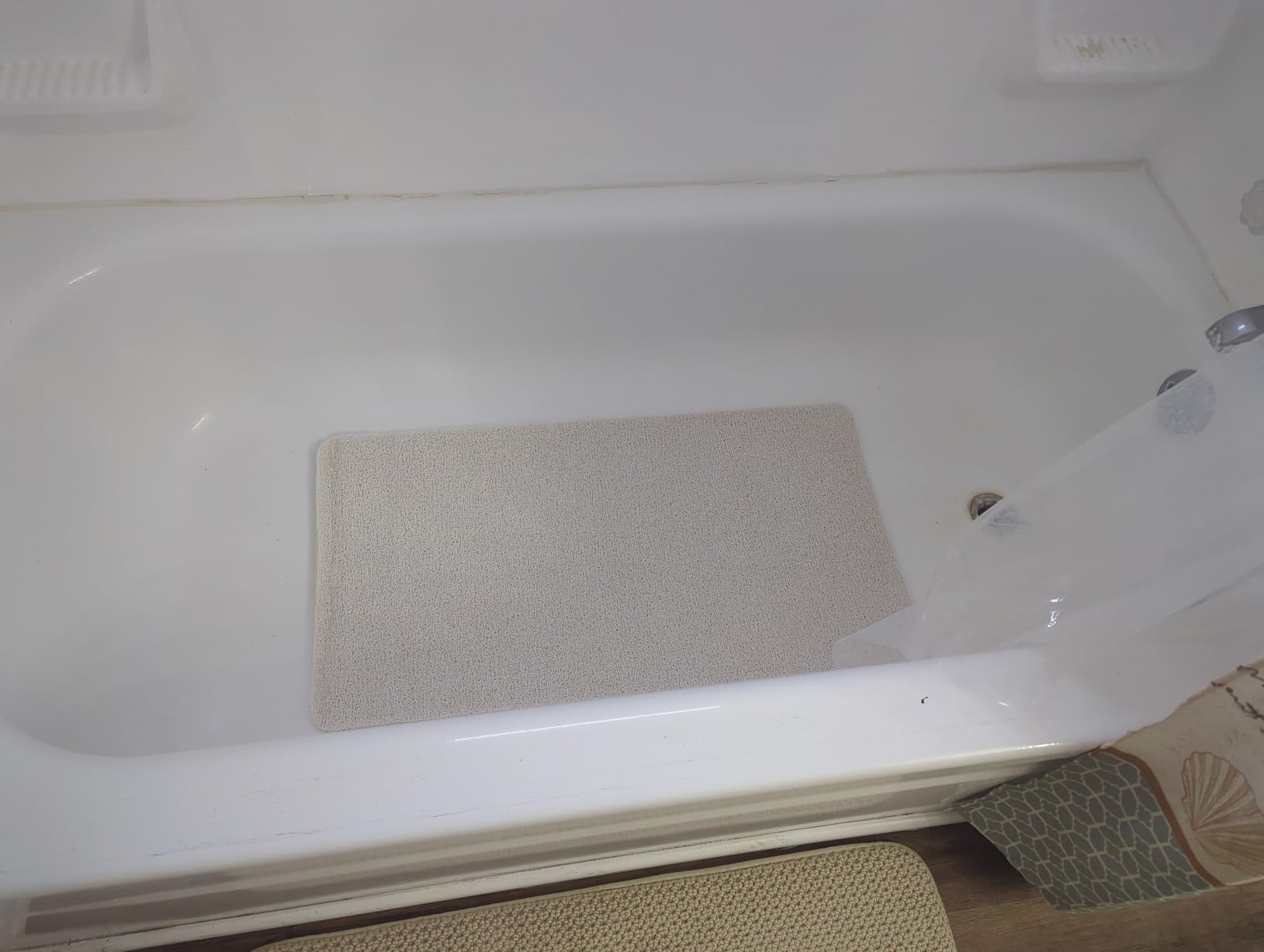 Non Slip Bathtub Mat, Foot Scrubber Anti Slip Fast Drying Shower Mat for Tub, Floor,Bathroom, Home, Kitchen, Hotel, Beige, 24x16 Inches - Customer Photo 1