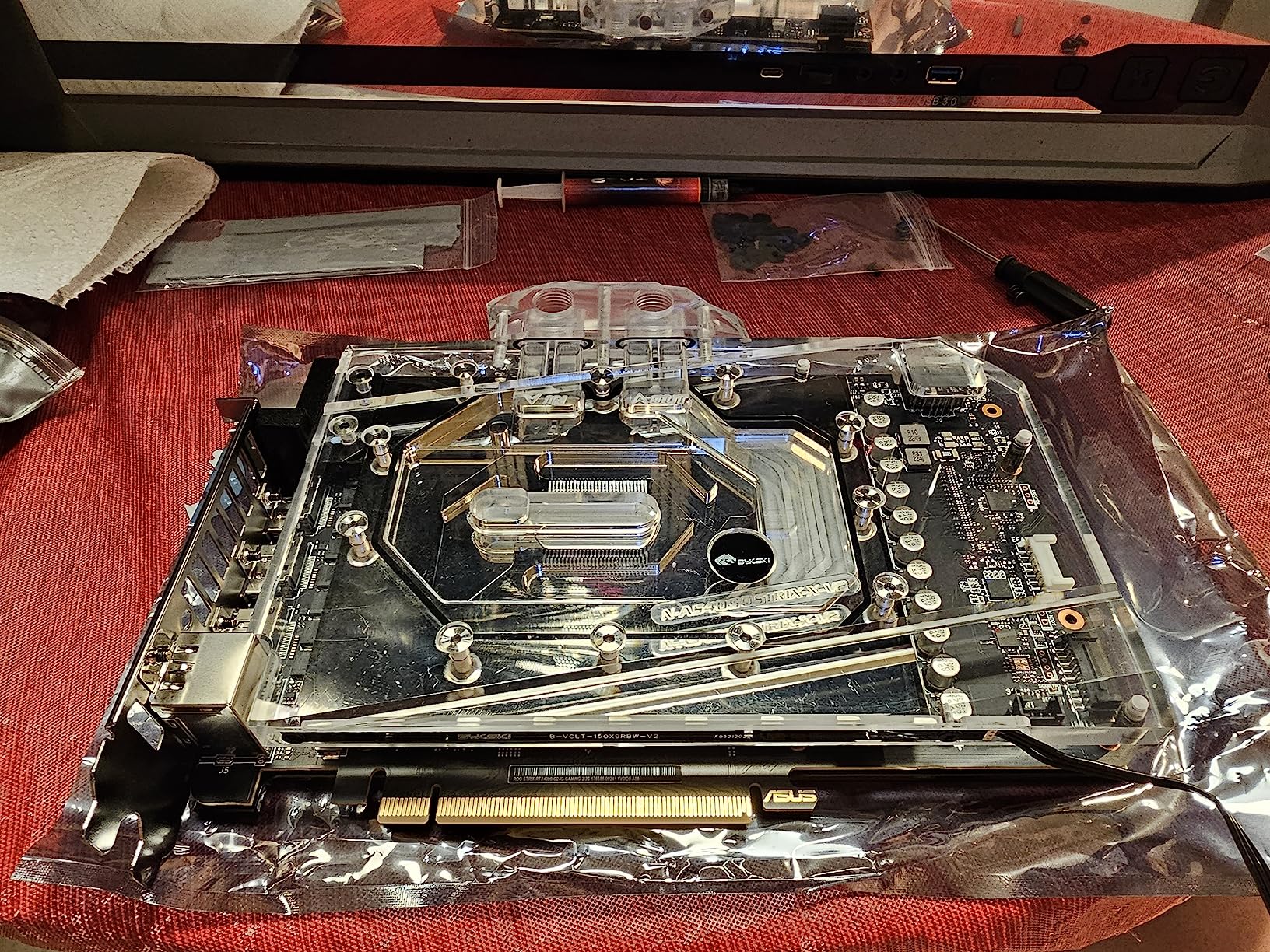 Copper GPU Water Cooling Block GPU Waterblock Graphics Card Water Cooling Block for ASUS GeForce RTX 4090 TUF Strix (5V ARGB RBW Aura Effect LED Lights GPU Block with Backplate) - Customer Photo 2