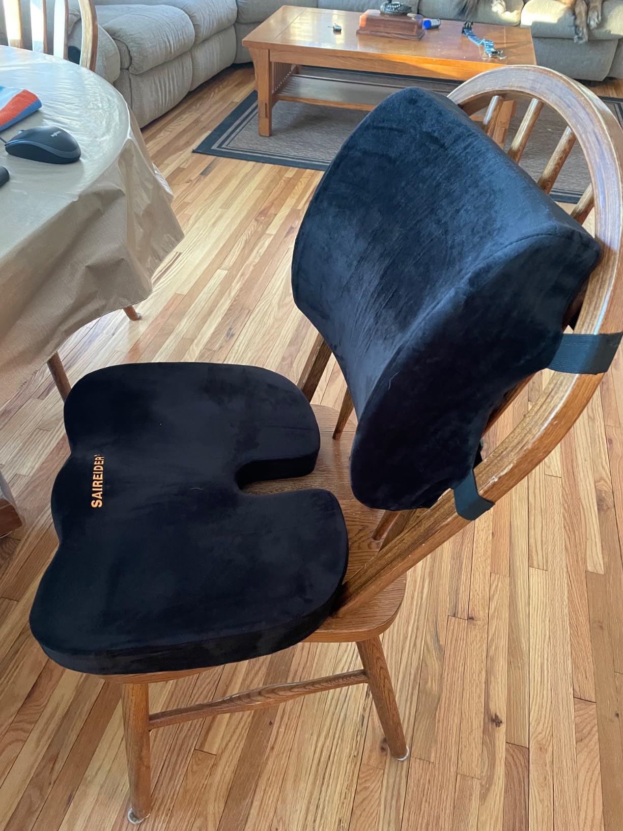 SAIREIDER Seat Cushion and Lumbar Support Pillow for Office Chair, Memory Foam Car Seat Cushions Back Support Pillows, Help Relieve Pain of Back, Lumbar, Tailbone and Sciatic Nerve（Black） - Customer Photo 4