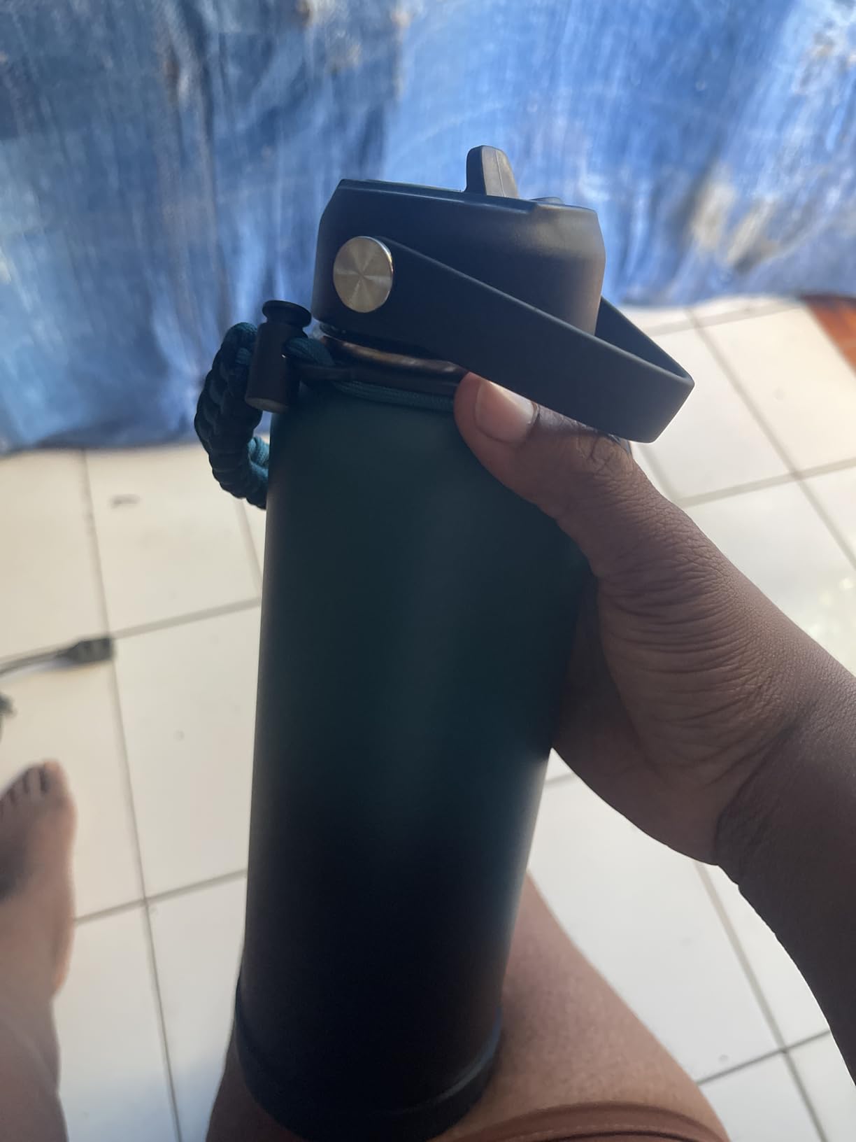 32 40 64OZ Insulated Water Bottle - Keep Cold 48H Hot 24H, Combo Straw & Spout Lids, Survival Paracord Handle, Bottle Carrier Bag w/Strap, Protective Cup Mat, Stainless Steel Flask Jug - Customer Photo 2
