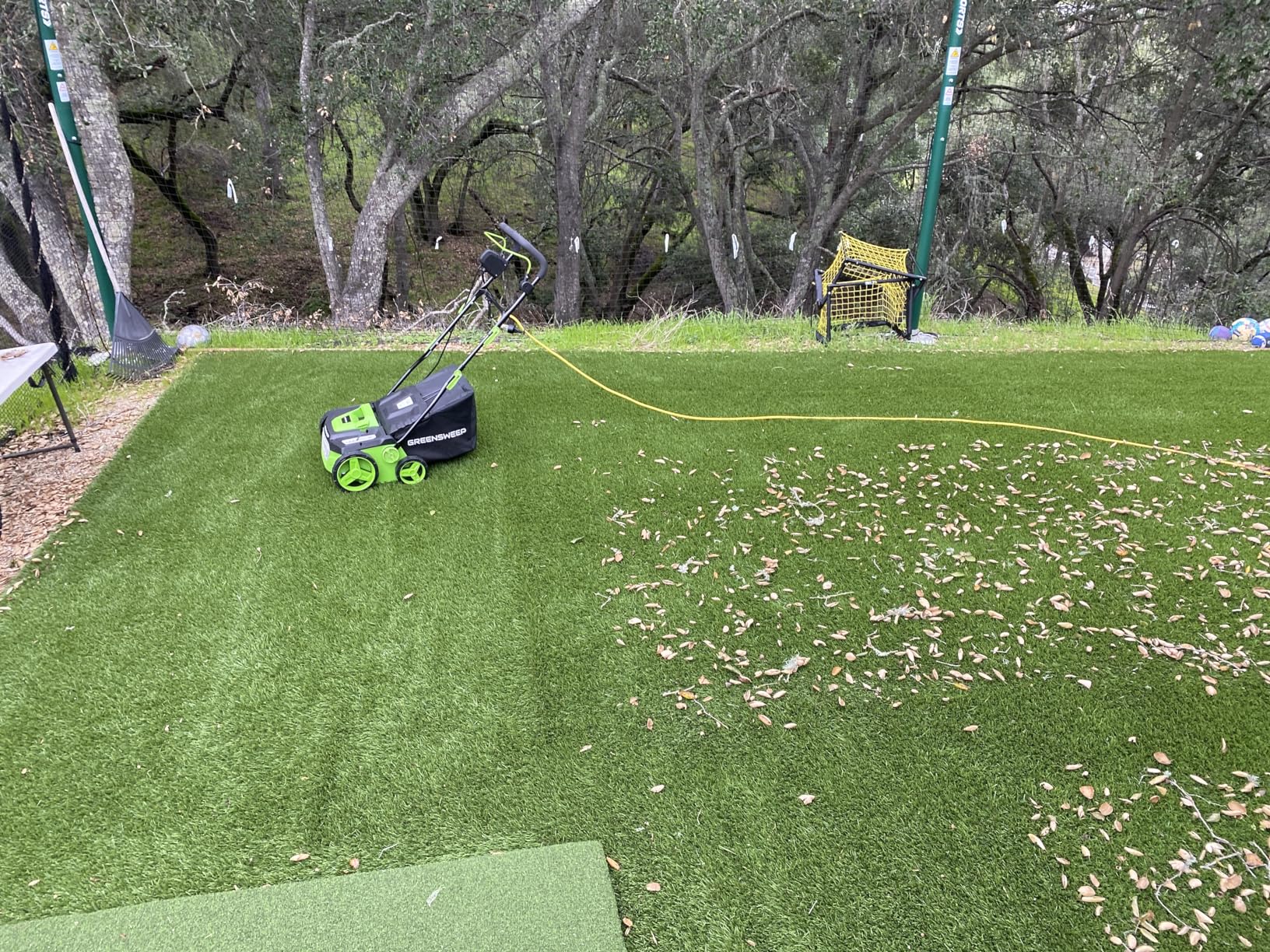GreenSweep V2 | Artificial Grass Electric Sweeper Rake Vacuum 45L Collection Bag, 5 Adjustable Heights, Foldable Handle - Customer Photo 1