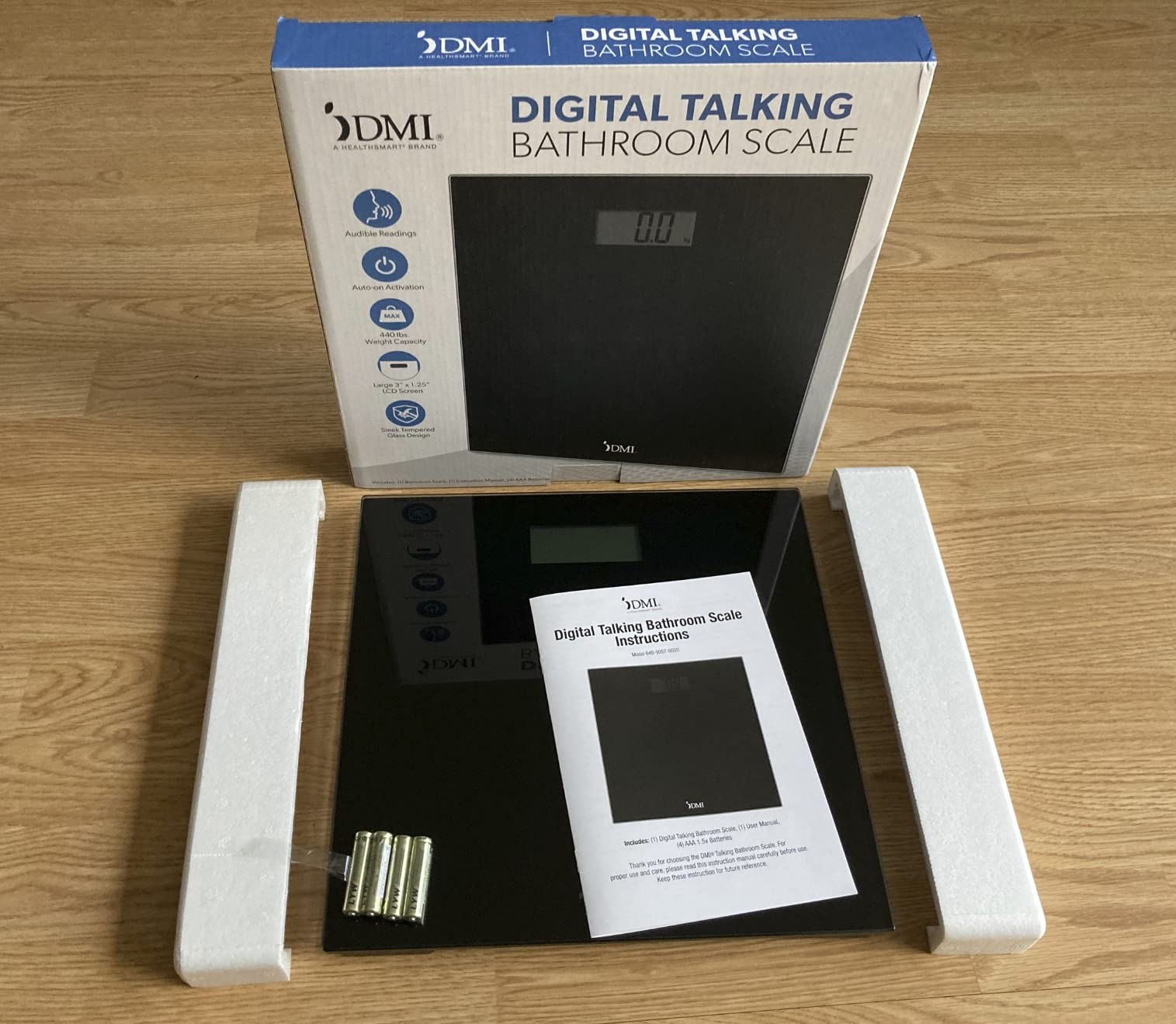 DMI Digital Talking Bathroom Scale, Sleek Tempered Glass, Clinically Accurate Measurements, Large LCD Screen, 440 lb. Weight Capacity - Customer Photo 3