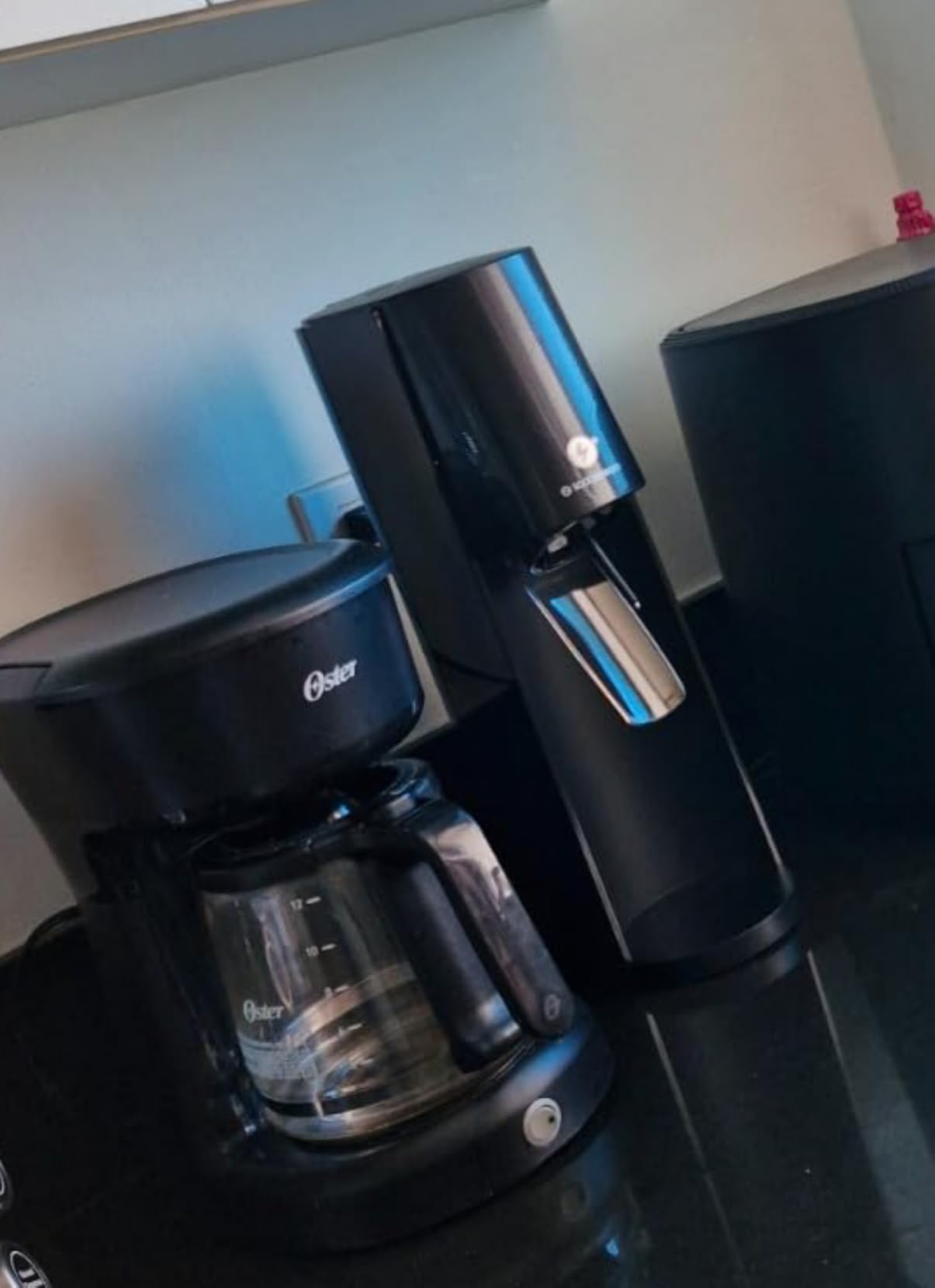 SodaStream - E-TERRA Soda Maker | VALUE BUNDLE | 3 Automatic Carbonation Levels | Includes 2x CO2 Cylinders, 3x 32 Fl Oz Dishwasher Safe Bottles, 2x Bubly Fruit Flavor Drops, 1x Power Adapter | Black - Customer Photo 1