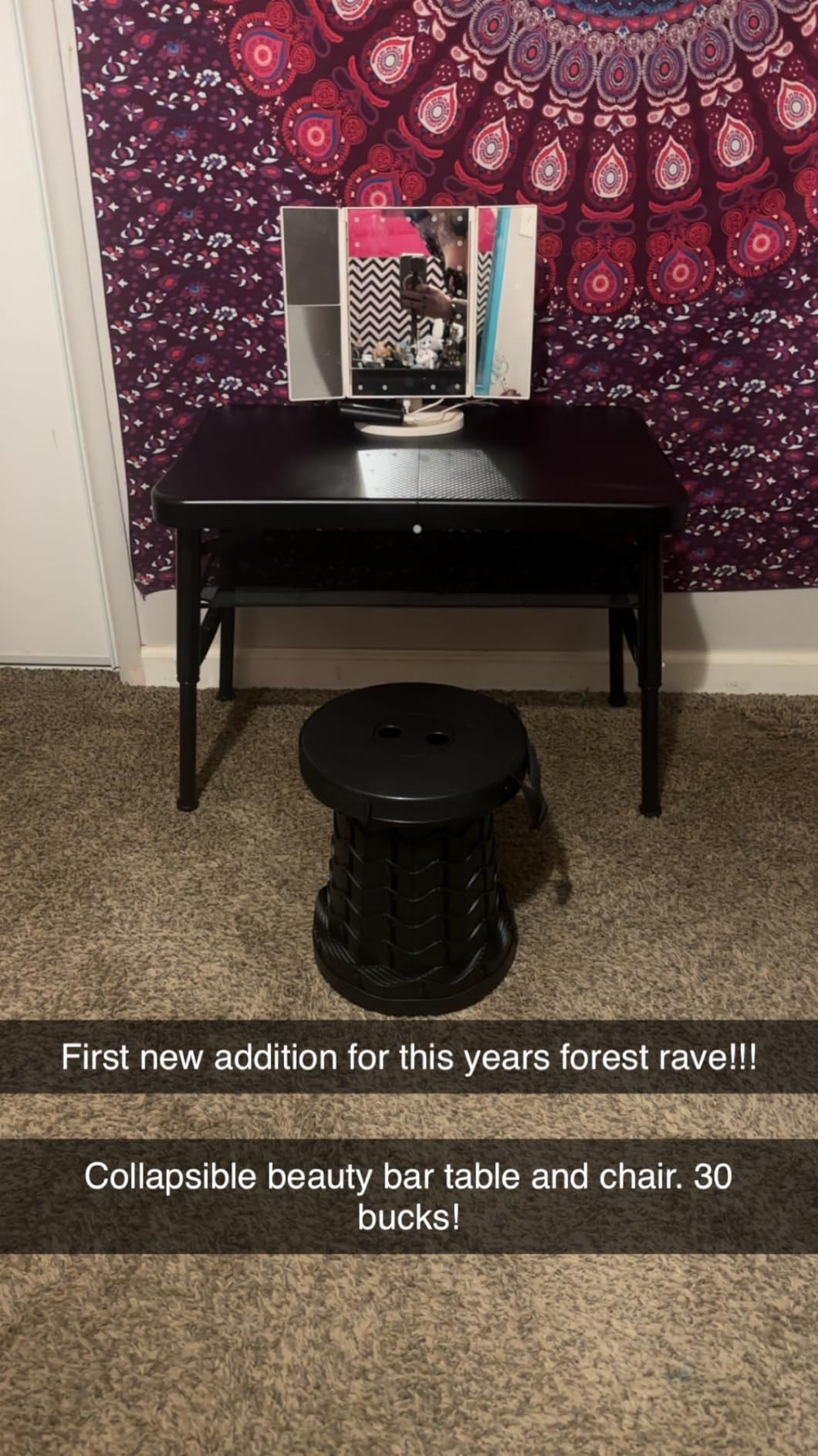 Retractable Small Folding Table and Stool Set, Portable Camping Foldable Table Lightweight Yet More Sturdy with Adjustable Stool for Outdoor Picnic, Beach, Camp, Also Ideal as Laptop Bed Desk - Customer Photo 1