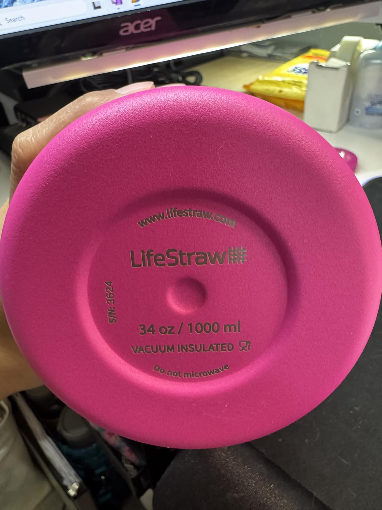 LifeStraw Go Series — Insulated Stainless Steel Water Filter Bottle for Travel and Everyday Use Removes Bacteria, Parasites and Microplastics, Improves Taste, 24oz Laguna Teal - Customer Photo 2