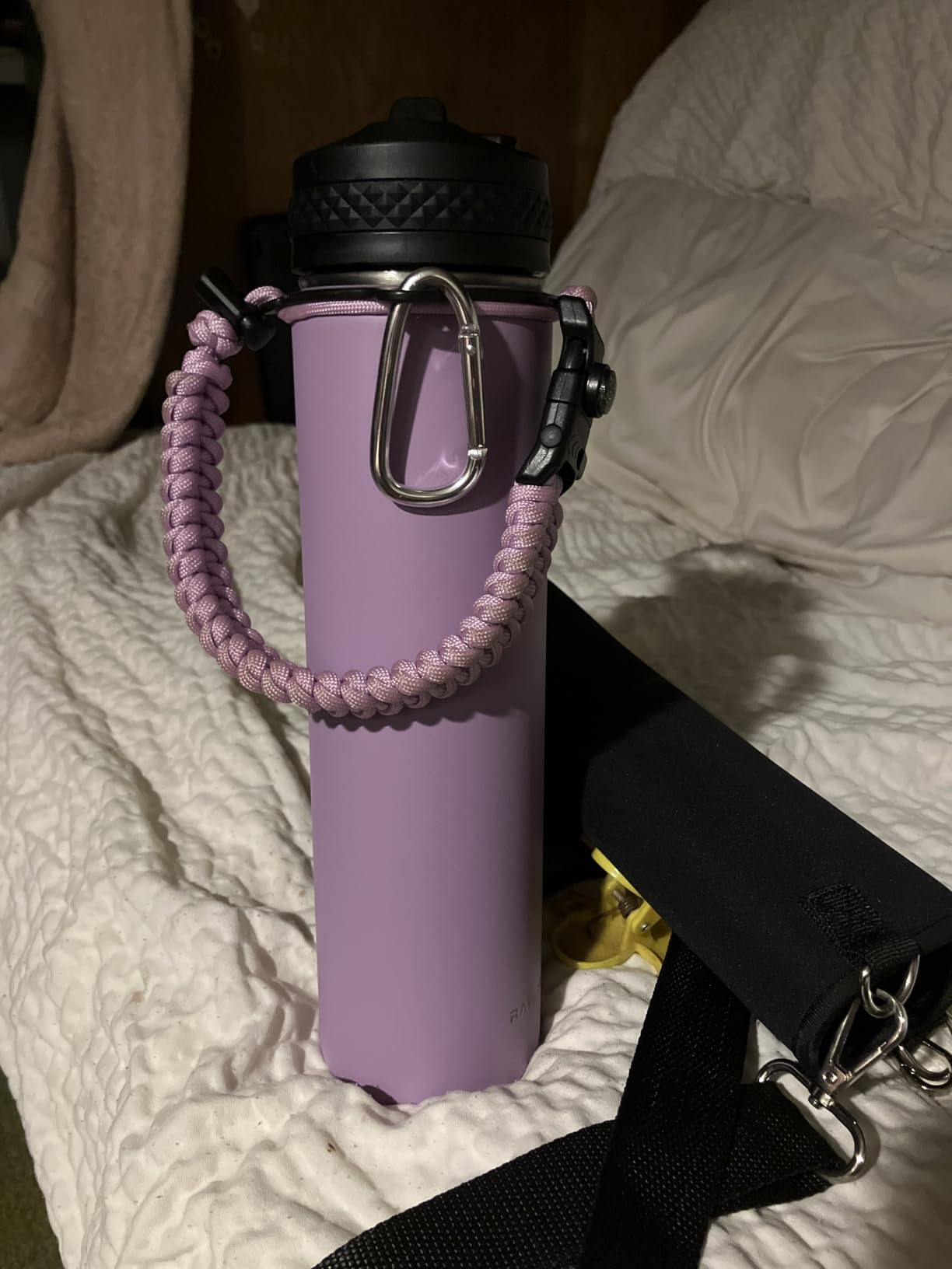 Insulated Water Bottle 64 oz, Triple Wall Vacuum Stainless Steel (Cold for 48 Hrs), Leak Proof & Non-BPA, Half Gallon Water Flask Jug with Paracord Handle & Straw Spout Lids, Magic Black - Customer Photo 2