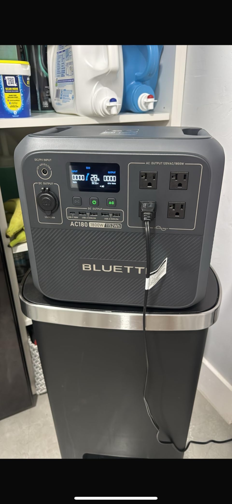 BLUETTI Portable Power Station AC180, 1152Wh LiFePO4 Battery Backup w/ 2 1800W (2700W peak) AC Outlets, 0-80% in 45Min, Solar Generator for Camping, Off-grid, Power Outage - Customer Photo 4