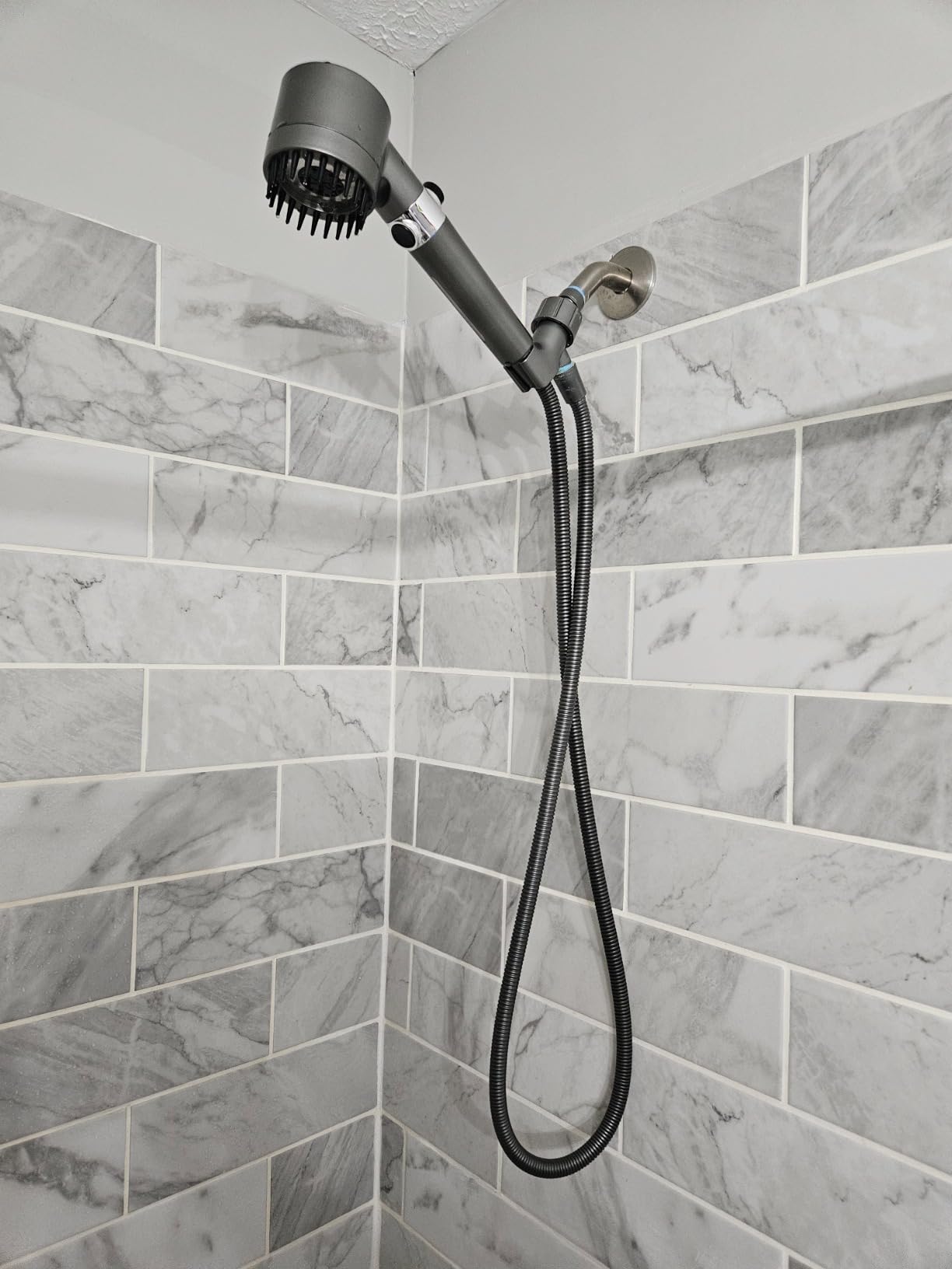 Luxsego High Pressure Shower Heads with Scalp Massager Shampoo Brush for Skin & Hair Care, Filtered Shower Head with Handheld Sprayer Soften Hard Water, 3 Settings 4 in 1 Detachable Showerhead Set - Customer Photo 2