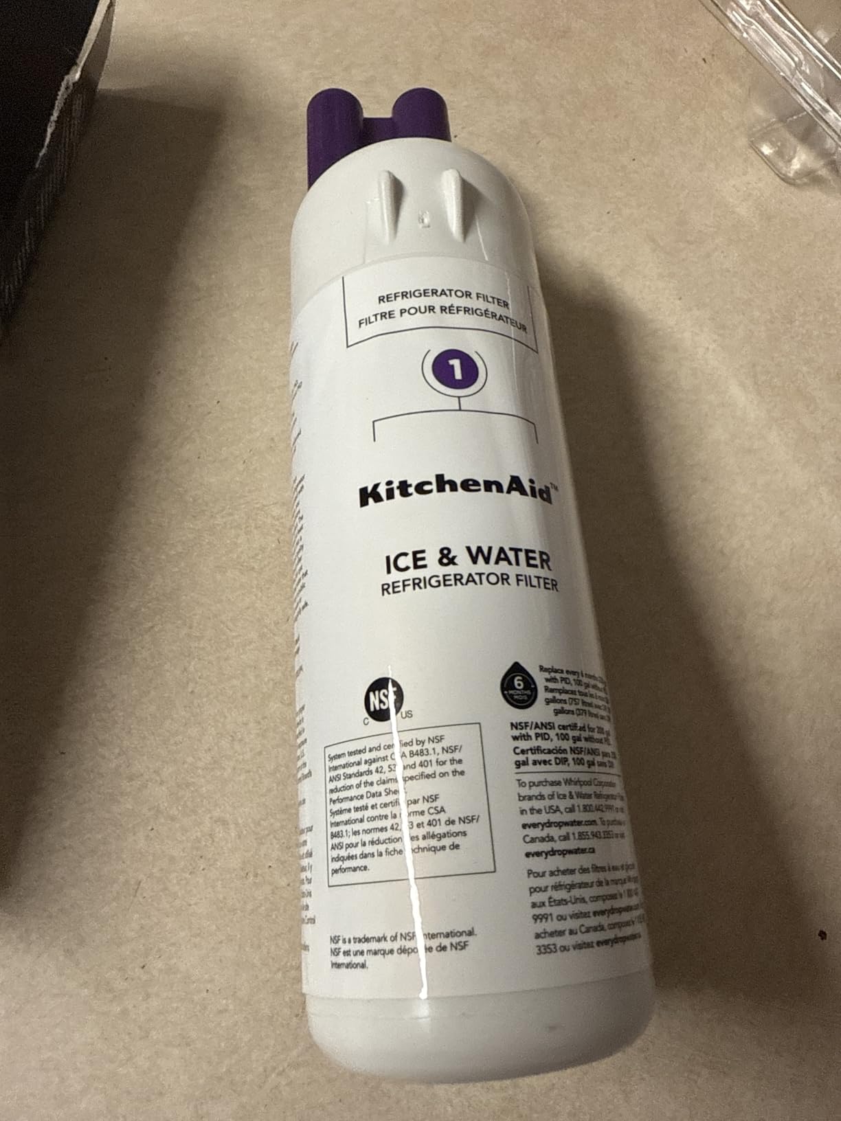 KitchenAid® Refrigerator Ice and Water Filter 1 - KAD1RXD1, Single-Pack, Purple - Customer Photo 1