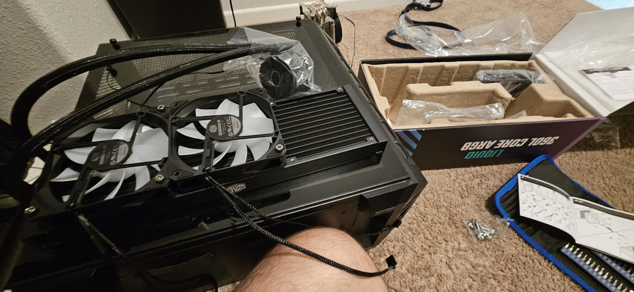 Cooler Master MasterLiquid 360L Core 360mm Close-Loop AIO Liquid Cooler, ARGB Sync, Gen S Coldplate Pump, 120mm PWM, CryoFuze 14W/mK, AMD Ryzen AM5/AM4, Intel LGA1700/1200 (MLW-D36M-A18PZ-R1) , Black - Customer Photo 1