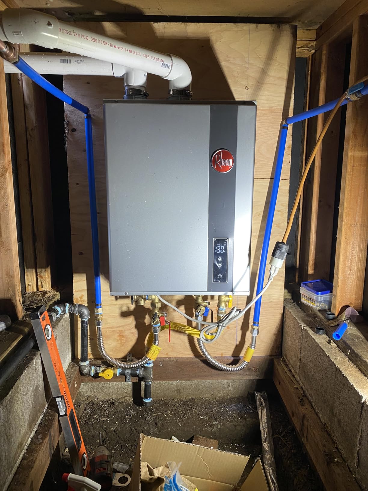 Rheem Liquid Propane Condensing Tankless Water Heater Indoor Up To 9 GPM, 180,000 BTUs Continuous Super High Efficient Hot Water - Customer Photo 1