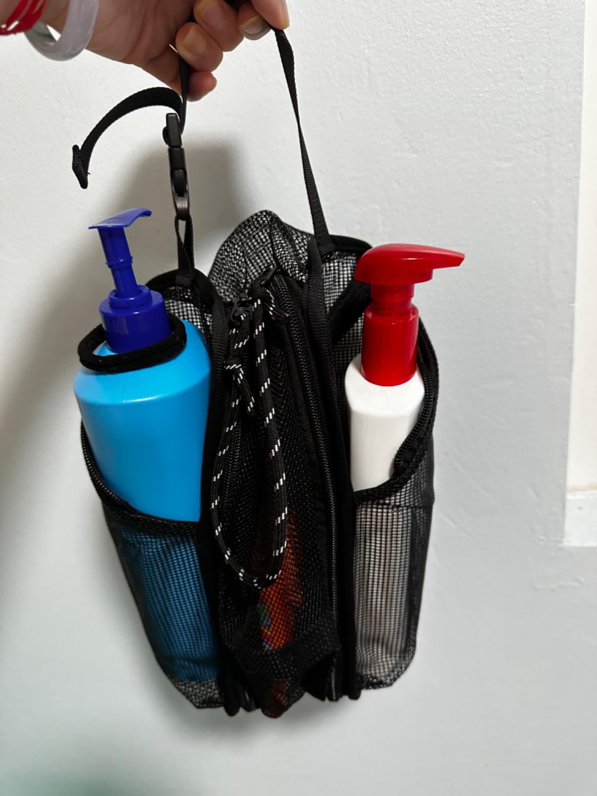 Cosmos Mesh Shower Caddy Toiletry Organizer Hanging Shower Tote Bag, Quick Dry Shower Organizer Portable Bath Bag with Durable Zippers & Side Pockets for Travel, Gym, Swimming, Beach and Camp - Customer Photo 1
